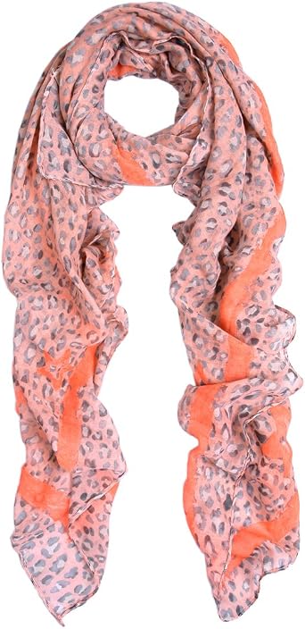Elegant Spot Leopard Animal Print Scarf with Brushed Border - Diff Colors Avail