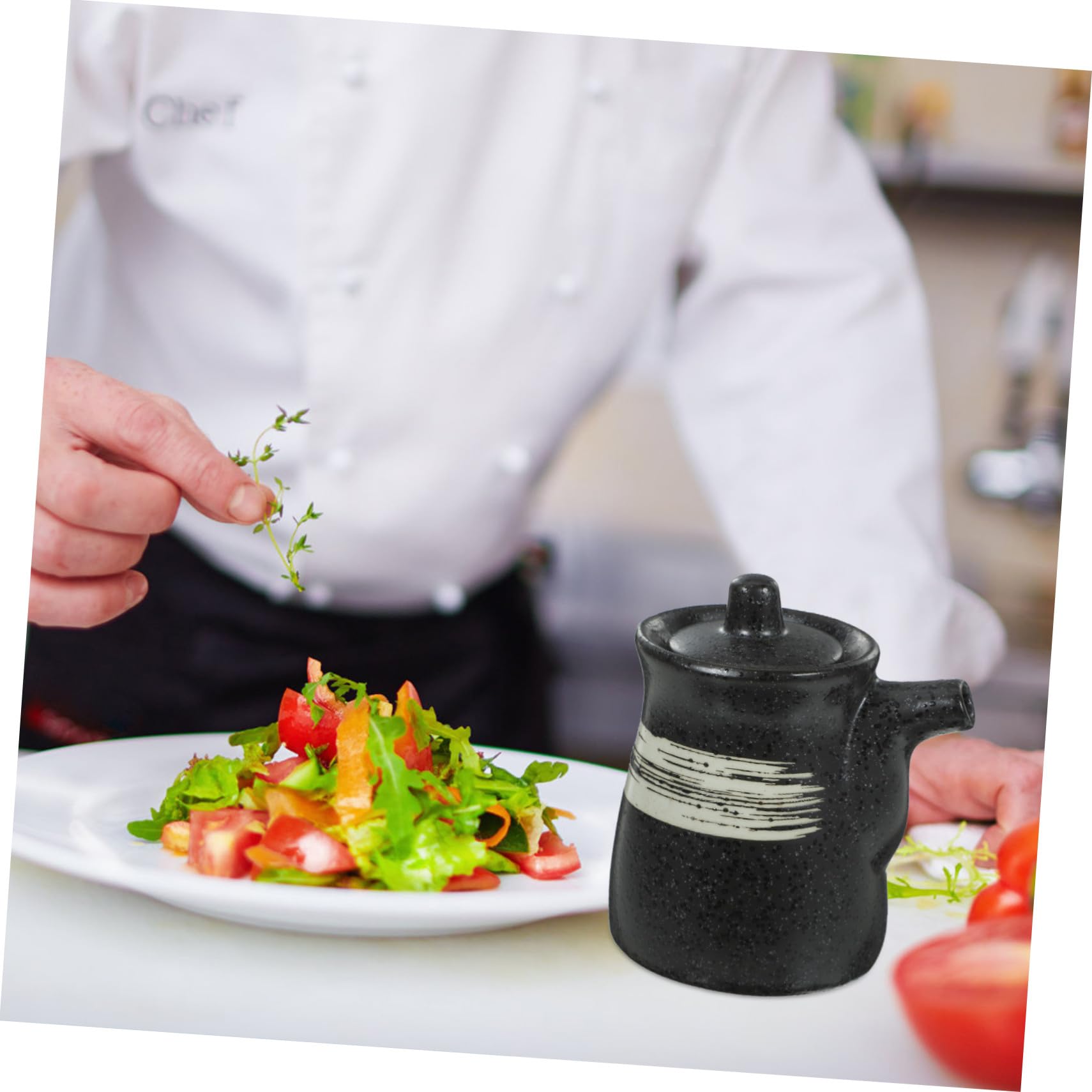 Hemobllo Dispenser di Olio in Ceramica Nero 200ml 2 Pezzi per Cucina