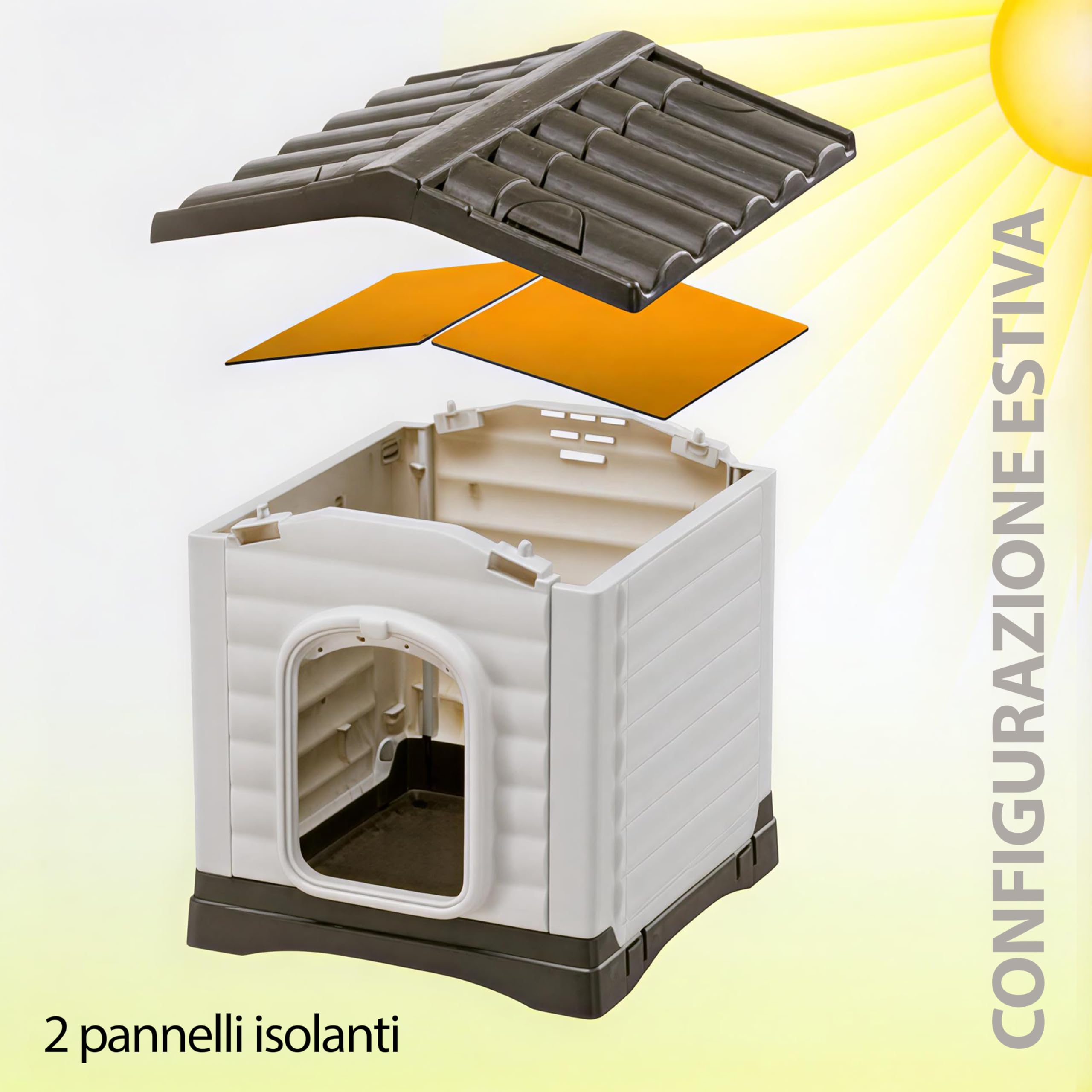 Ferplast Kit di 6 pannelli isolanti per cuccia cani modello DOGVILLA 50, Kit coibentazione cuccia cane casetta per cani, Pannelli isolamento termico, Facile installazione, 38 x 33 x h 6 cm