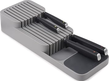 Joseph Joseph DrawerStore Knife Organizer, holds up to 9 knives, Kitchen Organization & Drawer Storage Compact, Gray