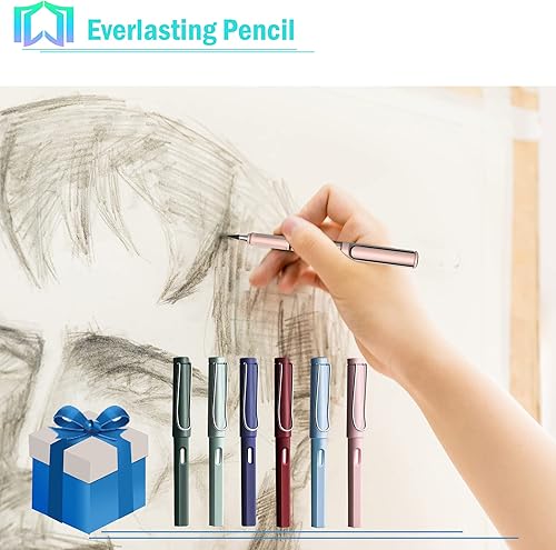 Miniatura 4 de 6 juegos de lápices eternos, bolígrafo infinito, lápices sin afilar para escribir, dibujar, estudiantes, sostenibles para suministros escolares de