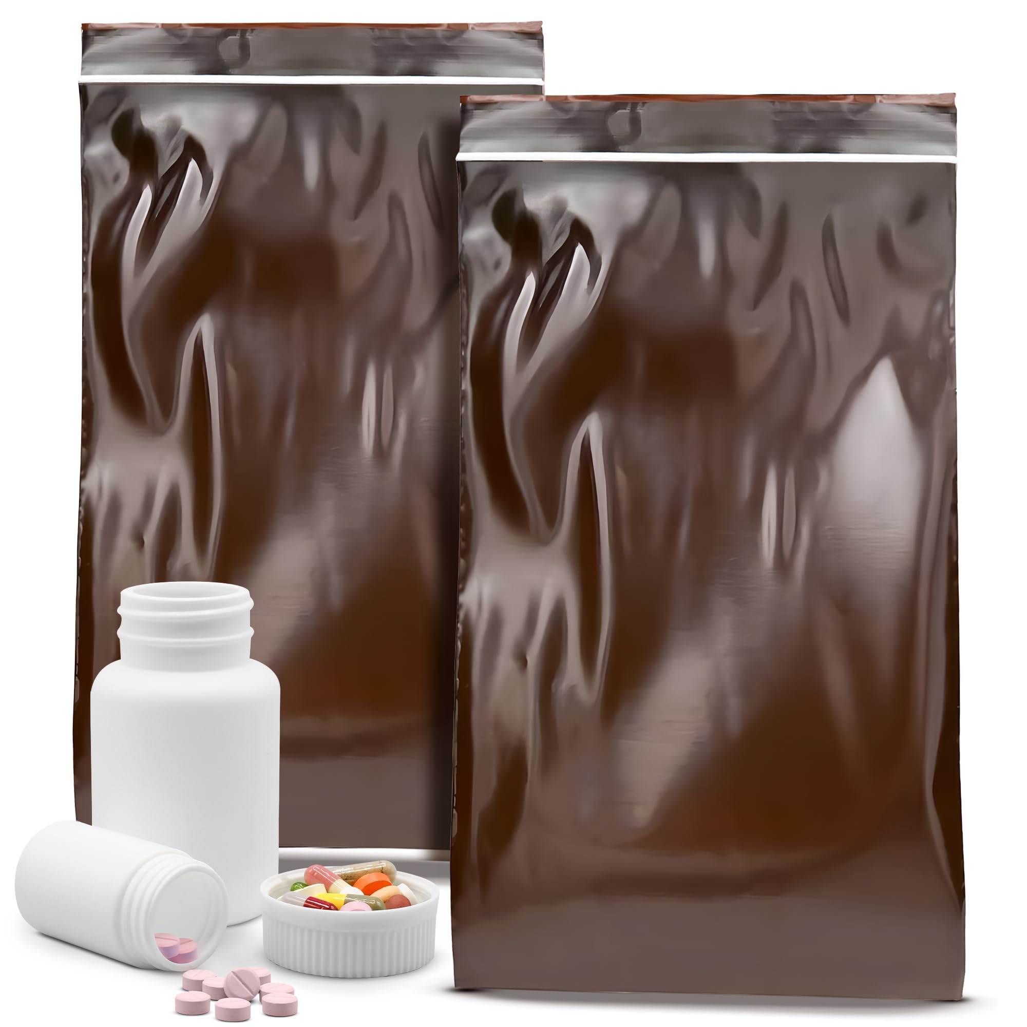 MiniGrip Airtight UV Guard Amber Zip Bags for Packaging, 8 x 14 Inches. Pack of 100 Reclosable Zipper Bag. Plastic Zip Baggies, 3 Mil Thick. Reclosable Plastic Bags with Zipper Closure