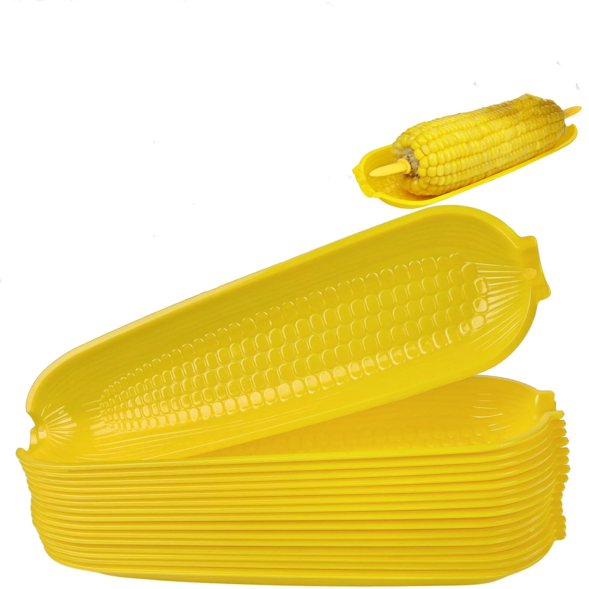 PUTHAK 6 Pcs Plastic Corn Trays Corn Cob Holders Holders Service Tray BBQ Tools Cob Dinnerware, BPA Free, Food Grade, Odourless, Unbreable, Microwave Safe