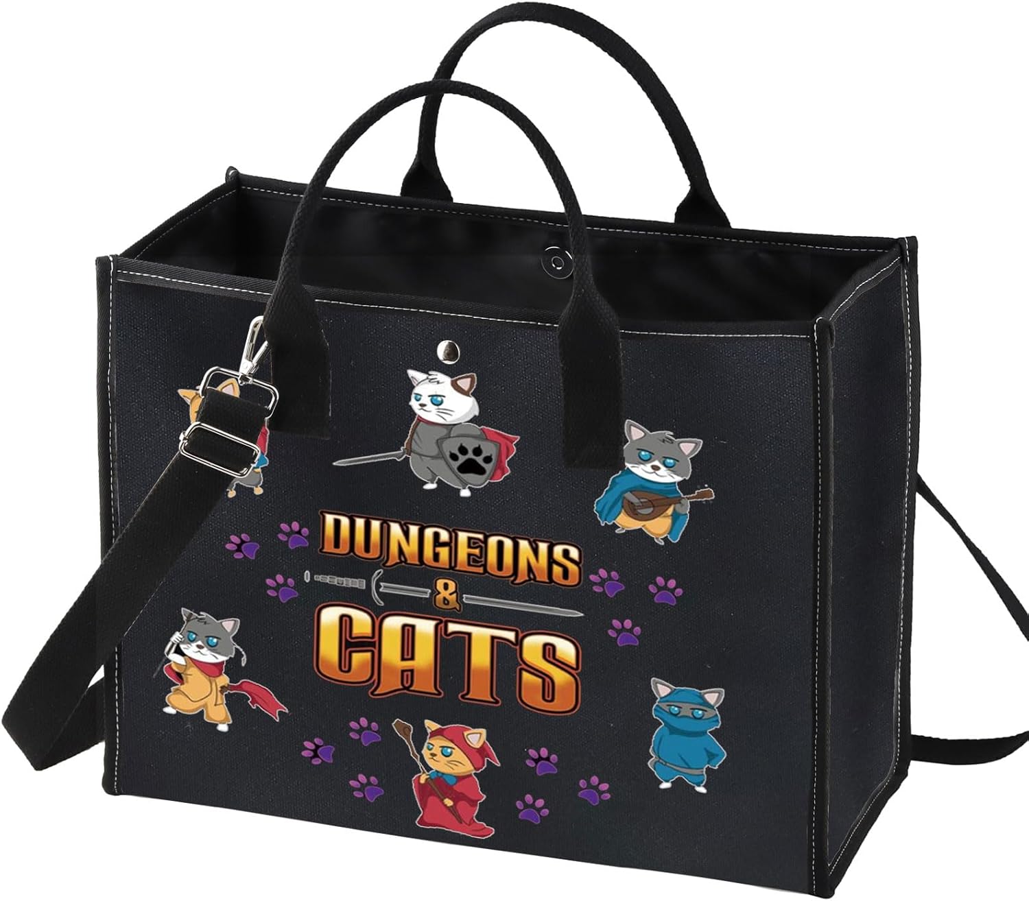BWWKTOP Cats Cosmetic Makeup Bag Legends of Fantasy Gifts Dragon Master Zipper Pouch Bag Questers & Creatures Gamer Gifts (Dungeo & Cat BG)