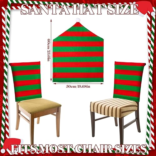 Miniatura 3 de Juego de 8 fundas navideñas para sillas de Papá Noel, con sombrero de elfo de Navidad, fundas para sillas de respaldo de silla de Navidad para el