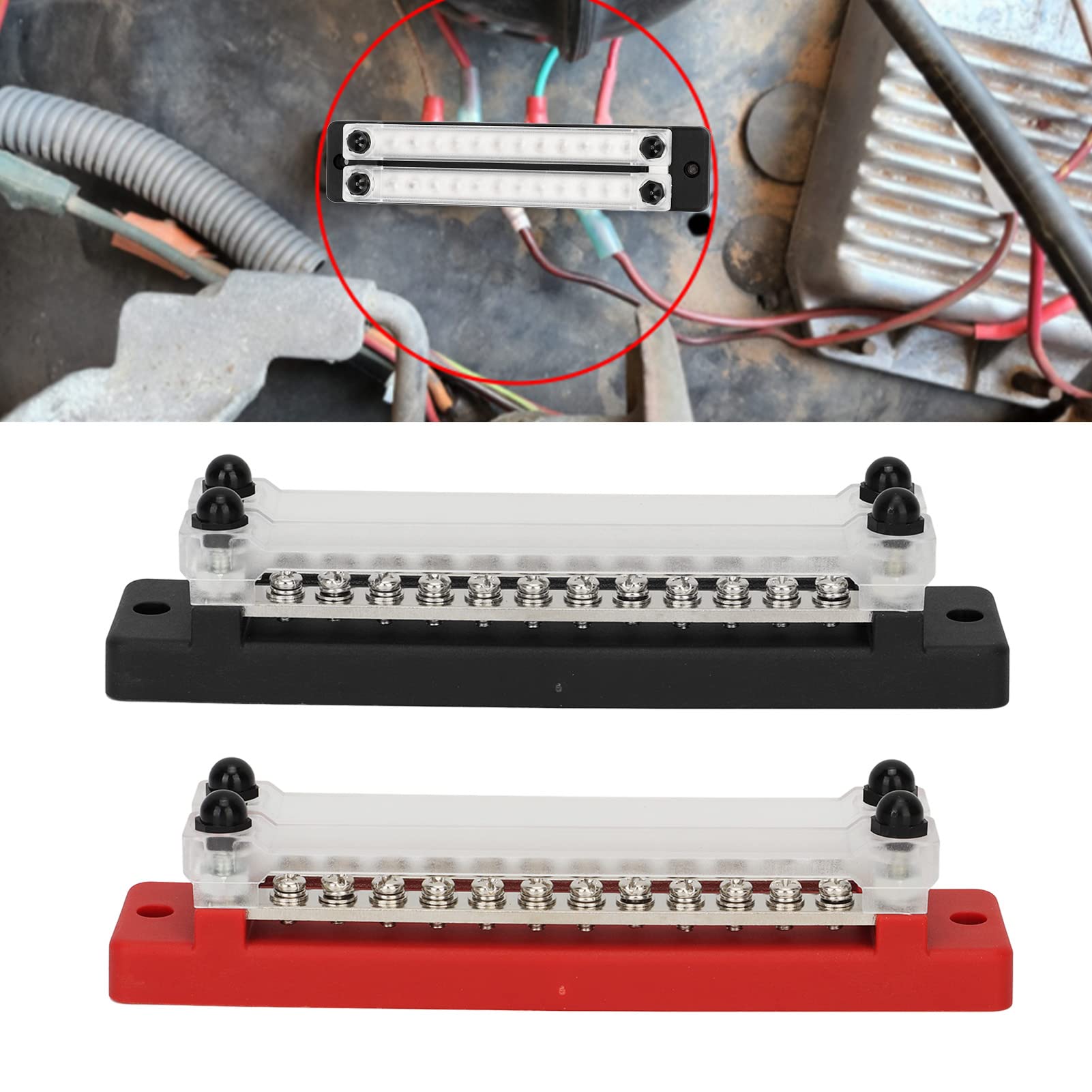 Morsettiera di Distribuzione Dell'alimentazione 12 Vie 150A da 12 a 48V Morsettiera in Acciaio Inossidabile Antiruggine per Sbarre di Distribuzione per Auto per Barche