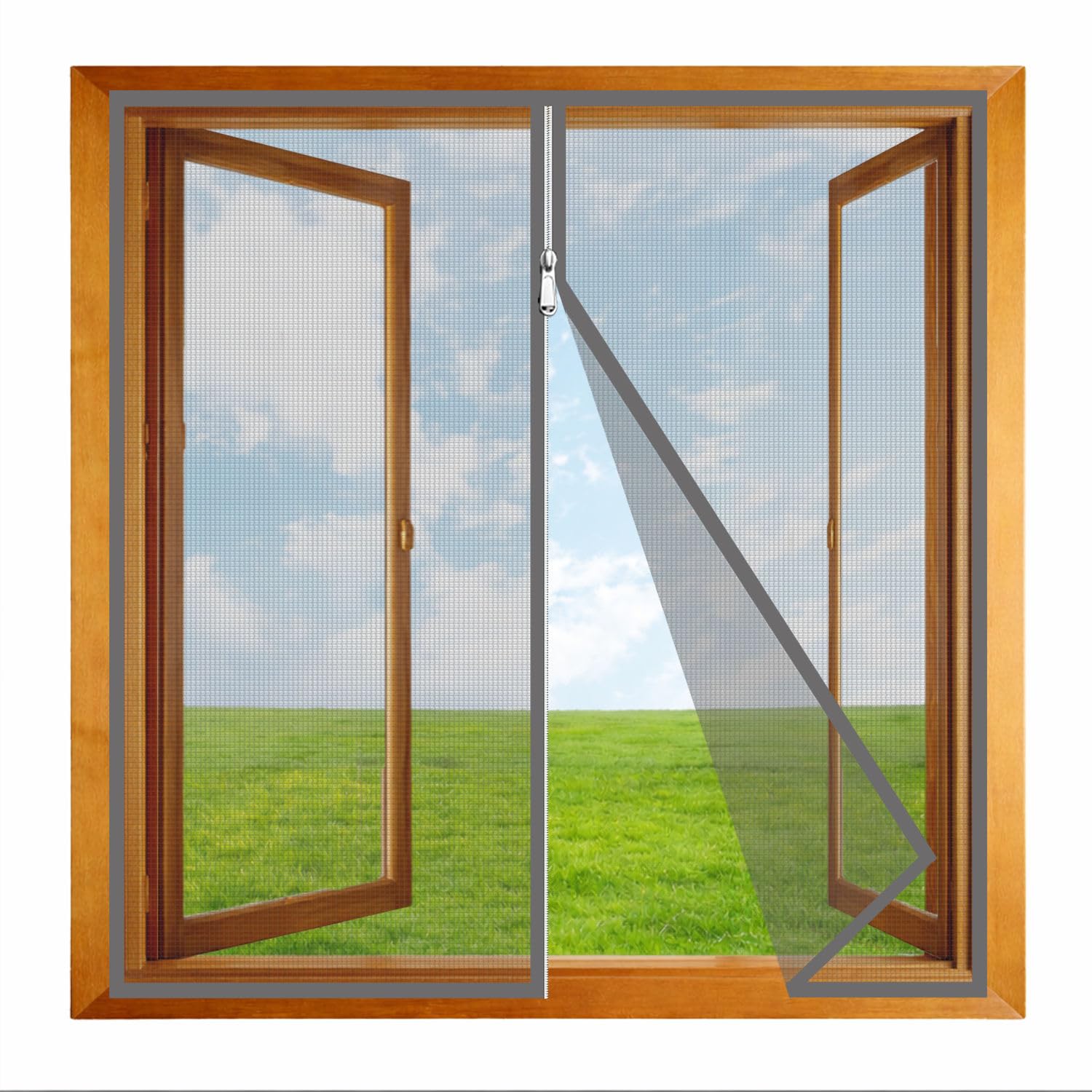 LifeKrafts Customizable Pre-Stitched Zipper Window Mosquito Net Premium Edition.120 GSM Fiberglass Net with Strong Self Adhesive Hook Tape |Height 130cm x Width 160cm(51x63 Inches/4.3x5.2 Feet)-Grey-image-40