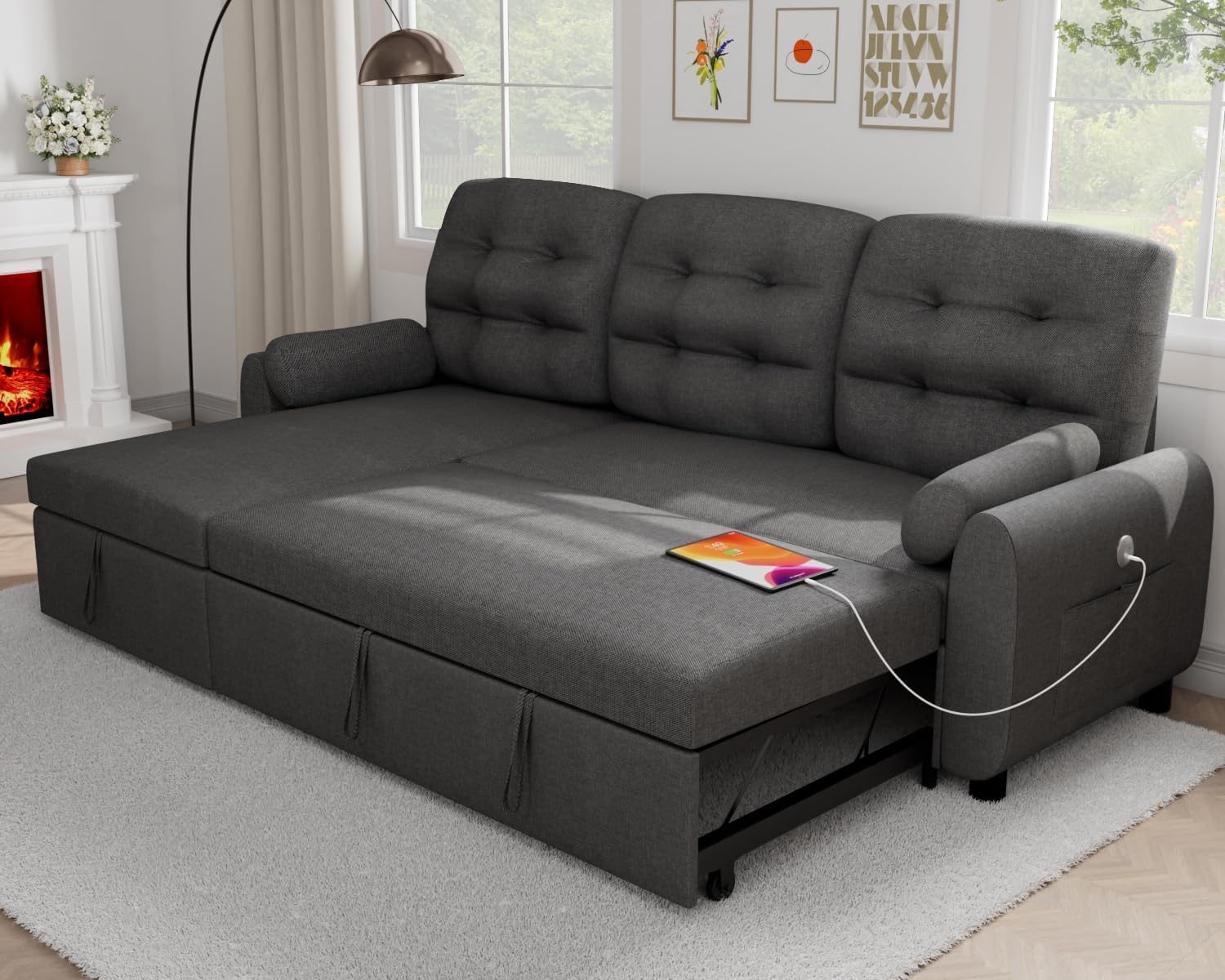 Amazon.com: IKEA FRIHETEN Corner Sofa-Bed with Storage, Hyllie Dark ...