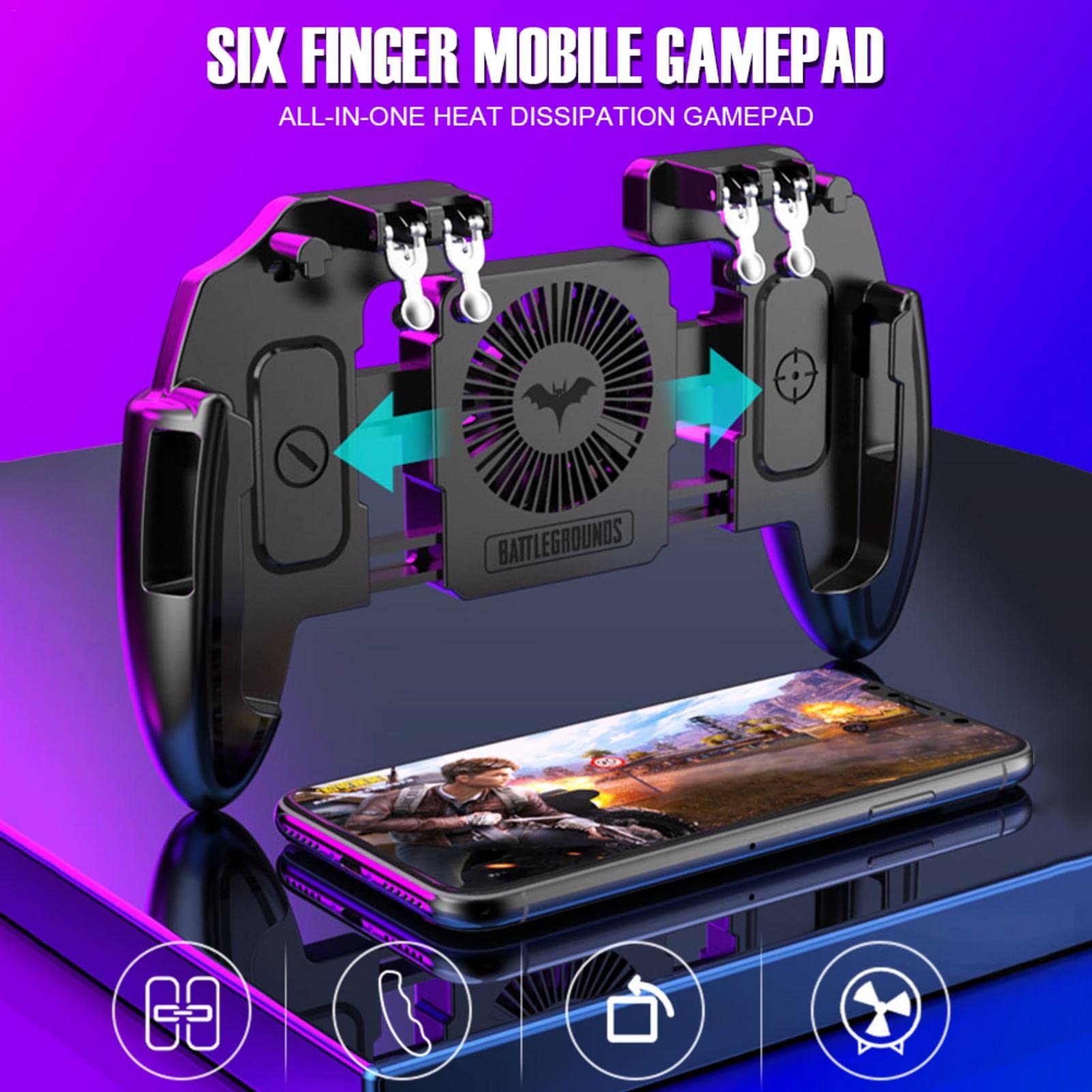 Jeu pour téléphone Portable, Manette Jeu Mobile à Six Doigts, Poignée Jeu à Fonctionnement Flexible Compatible avec la Plupart des Jeux Mobiles [Video Game] [Video Game] [Video Game] [ deo