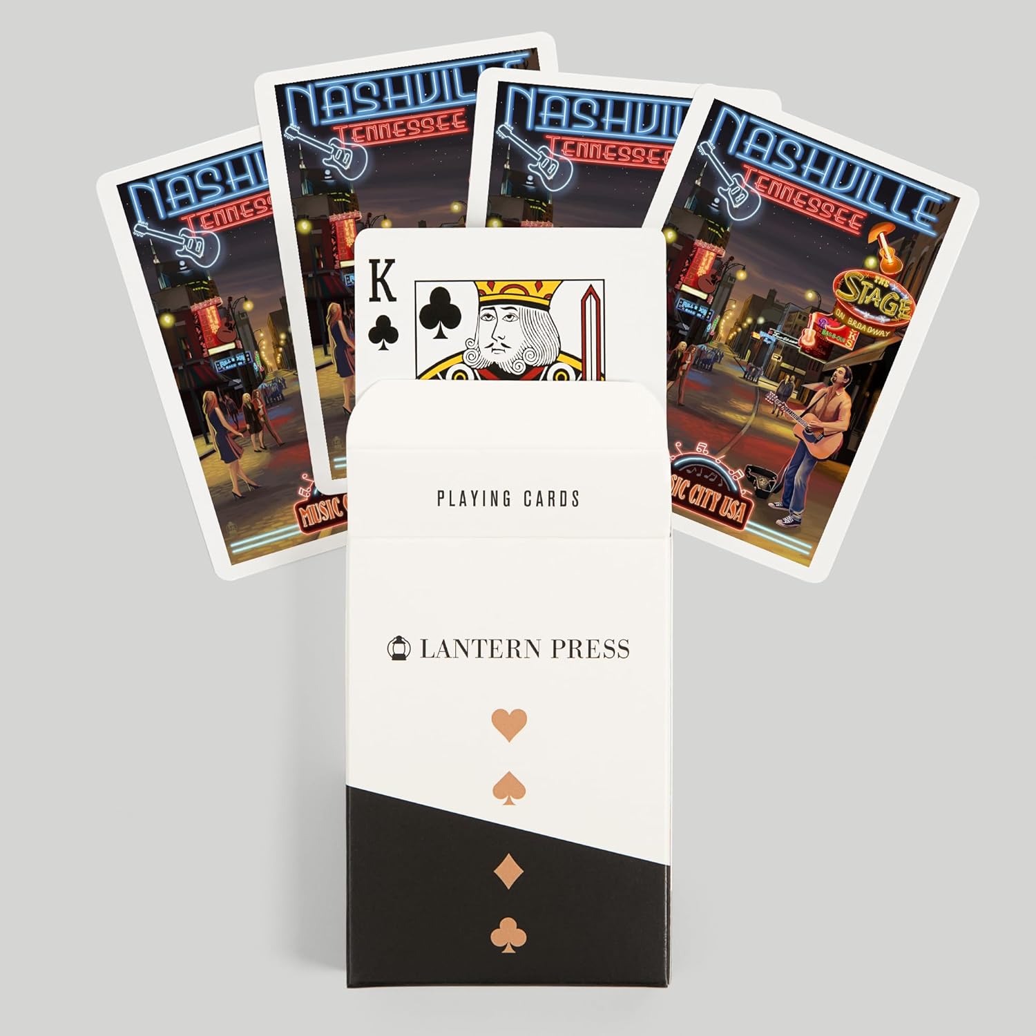 Lantern Press Nashville, Tennessee, Broadway at Night, 52 Playing Cards for Adults, Poker Size Card Deck