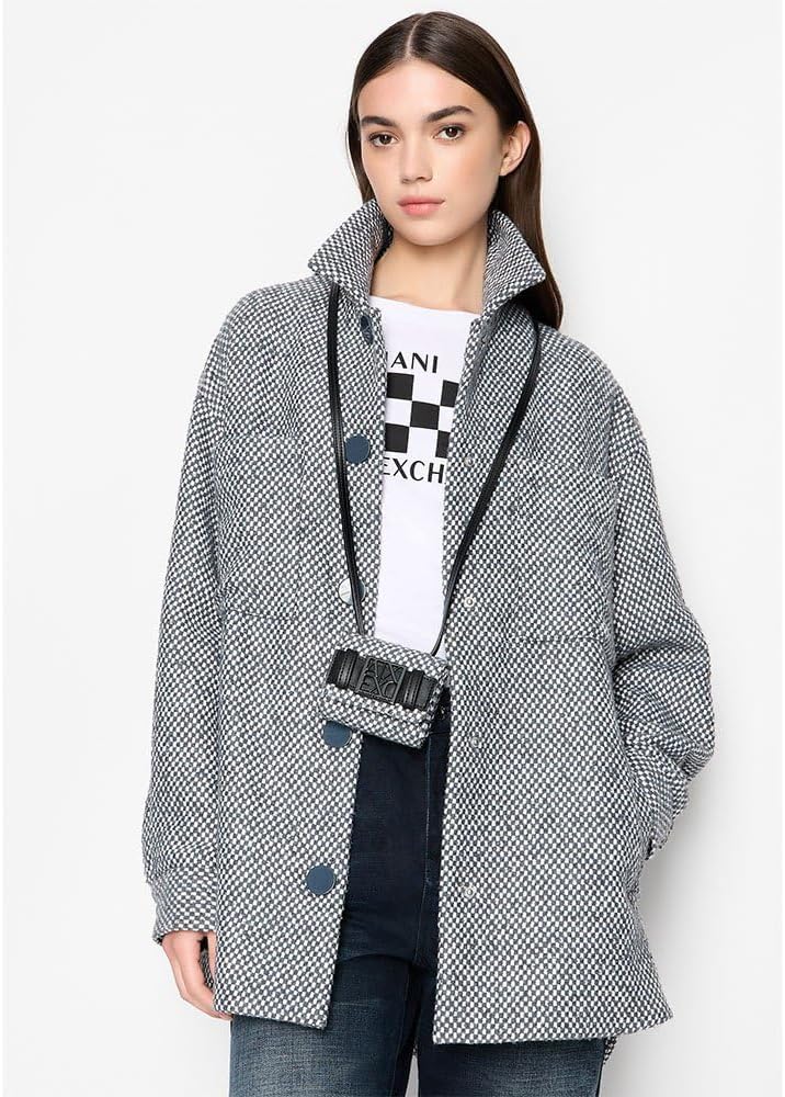 Armani Exchange Women's Small Tri Fold Snap Wallet, White/Blue, One Size - Image 6