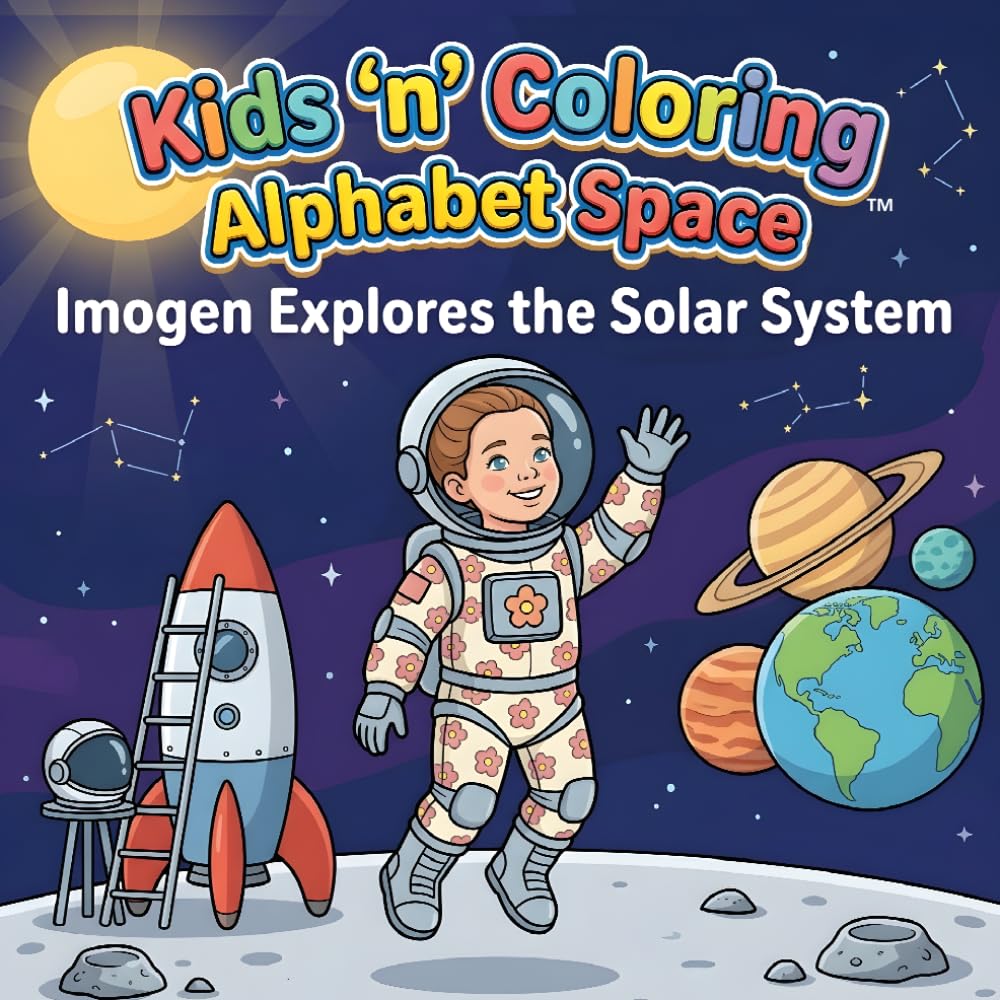 Kids ‘n’ Coloring, Alphabet Space, Imogen Explores the Solar System: ABC Coloring Book for Toddlers Ages 3+, Learn the Alphabet Exploring Space, ... Book (Kids 'n' Coloring, Alphabet Adventures)