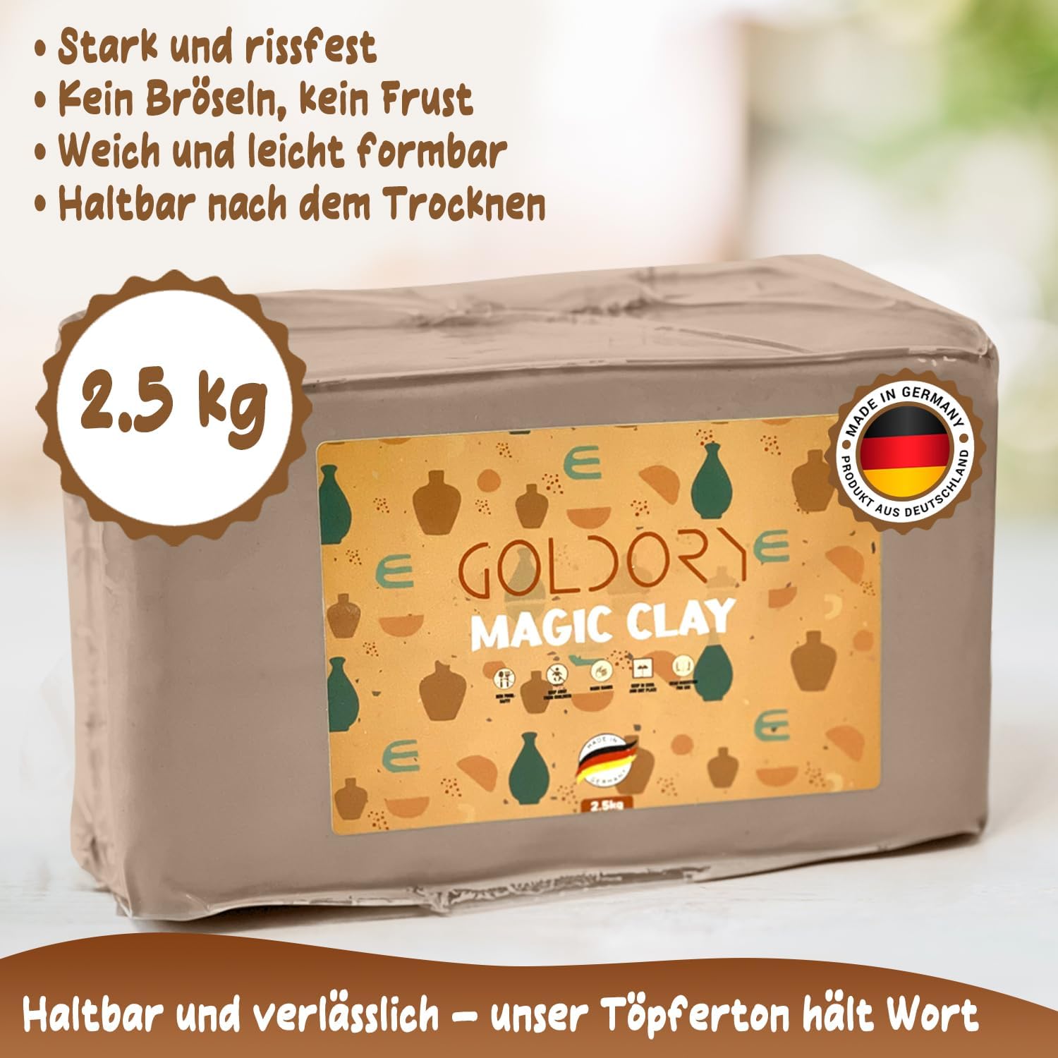 Töpferset für Zuhause mit lufttrocknendem Ton | Ton Set für Kinder ohne Brennen | 2,5 kg Trockenton selbsttrocknend zum Basteln | DIY Töpfern für Erwachsene | Kreativset Geschenke