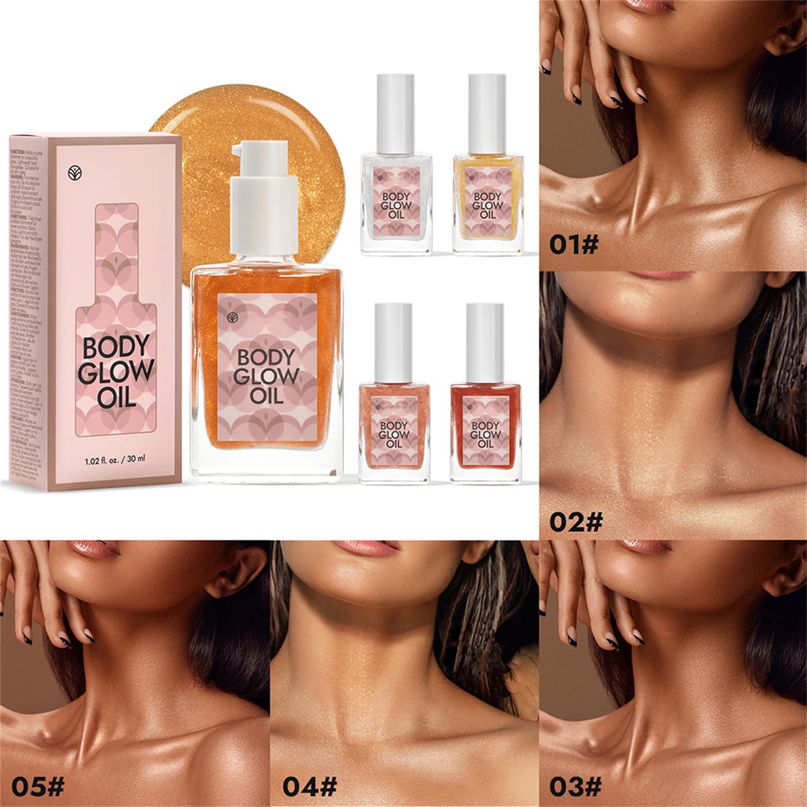 Body Shimmering Oil Face And Body Highlighter Long Lasting Glittering 30ml Bronze Glow Makeup Highlighting Liquid