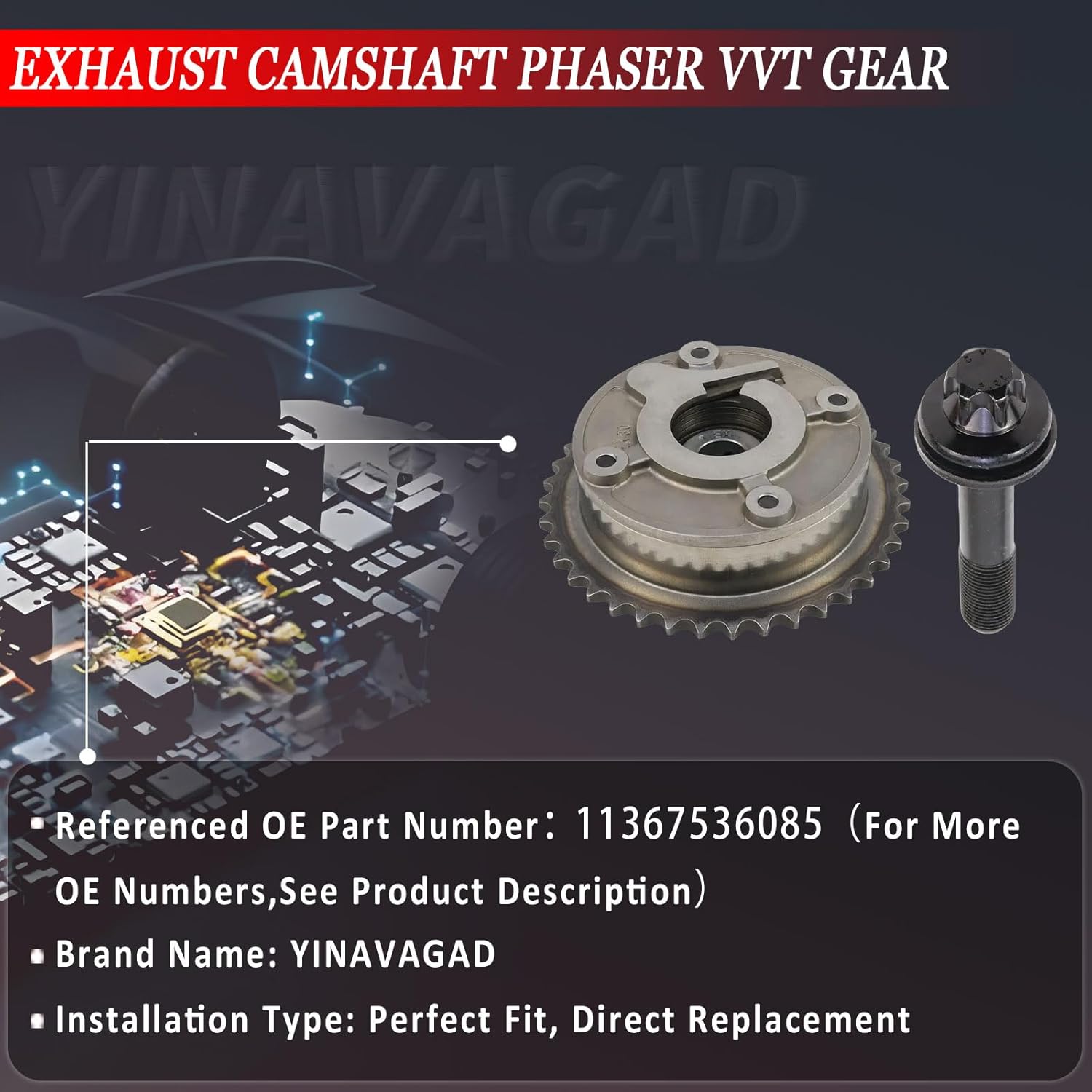 11367536085 Exhaust Camshaft Phaser VVT Gear for BMW F20 116i 118i 120i 2012 2013 2014 2015 2016, for MINI Cooper R56 R57 R58 R60 R61 2007-2016, Engine Variable Valve Timing Sprocket Gear