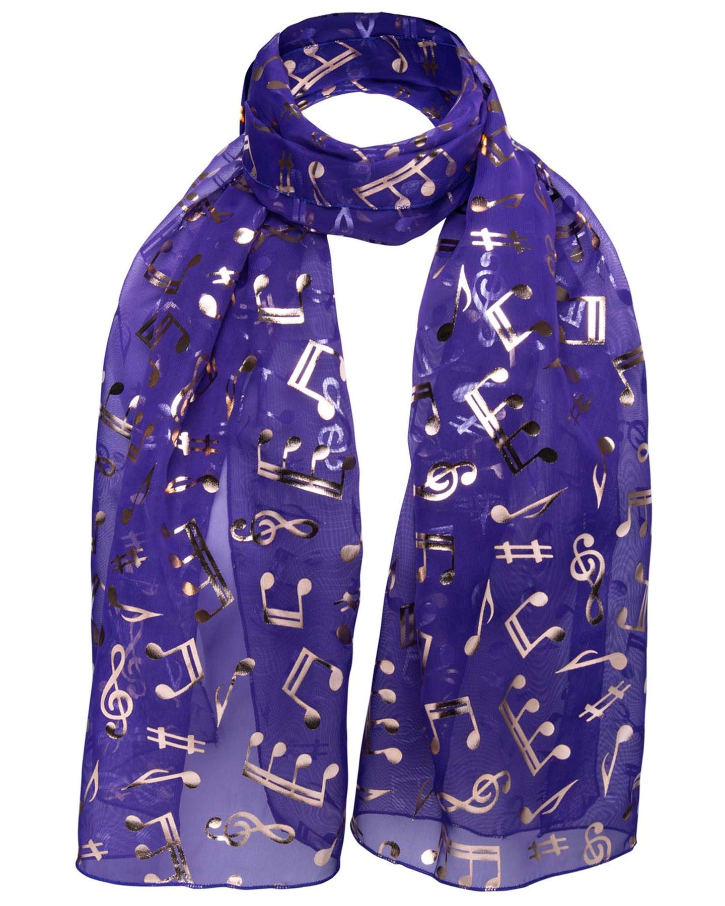 Basic Sense Women's Purple Music Note Foiled Light Weight Scarf,