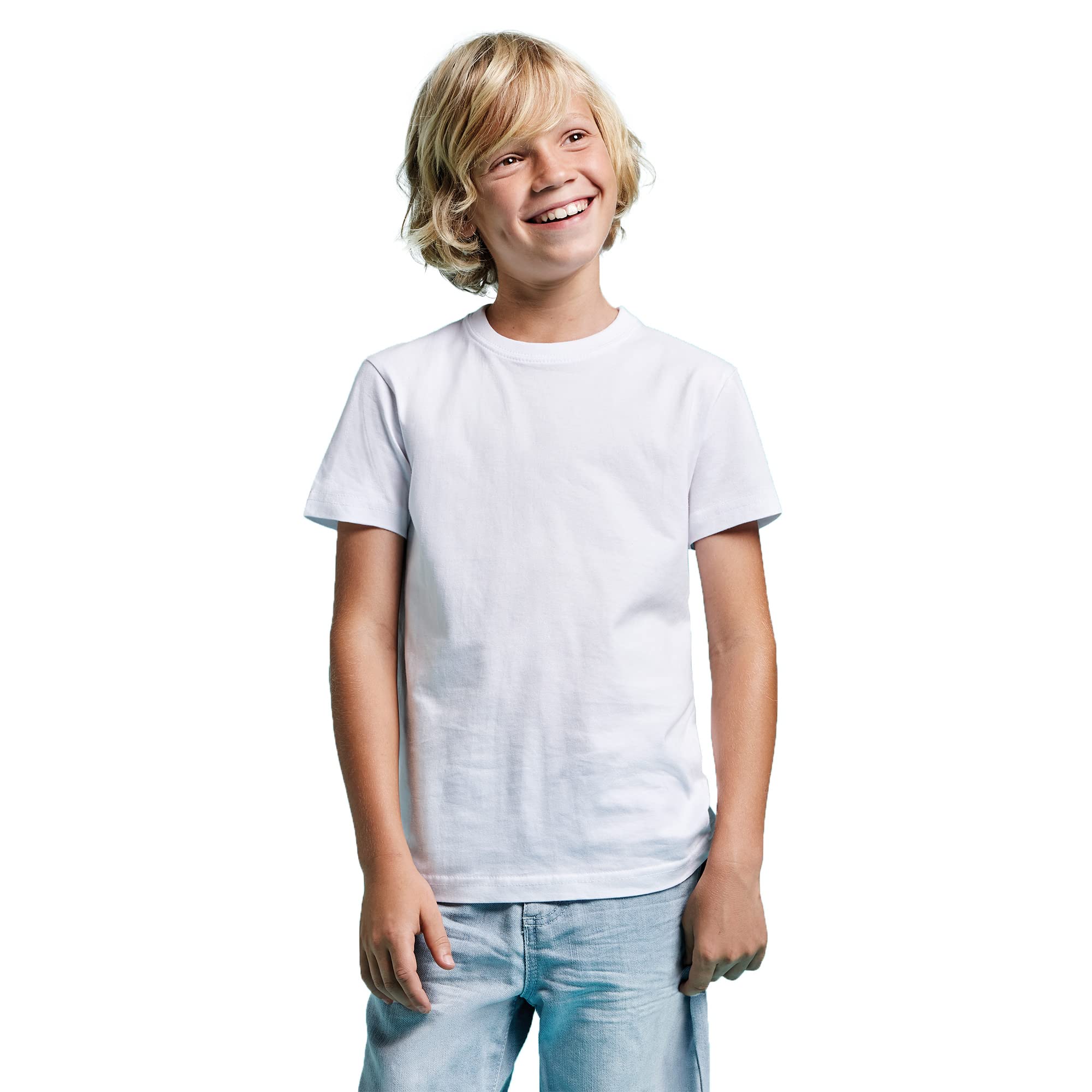 KINKIES Camiseta Manga Corta 100% algodón para niños y niñas - Camiseta 180 g/m Durable eternamente, cómoda, Suave y Elegante