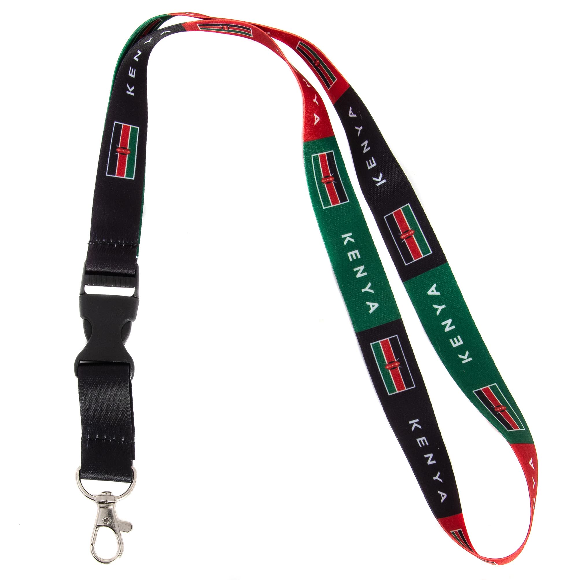 Desert Cactus Country of Kenya Lanyard Flag Car Keys ID Badge Holder Keychain Souvenir Kenyan Detachable Breakaway Snap Buckle (Lanyard), Multicolor, One size