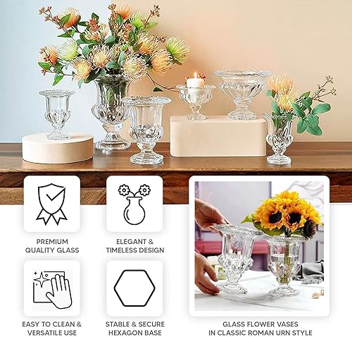 Miniatura 14 de Efavormart - Juego de 2 centros de mesa de trompeta con adornos de cristal transparente de 31 pulgadas, jarrón reversible de plástico para flores