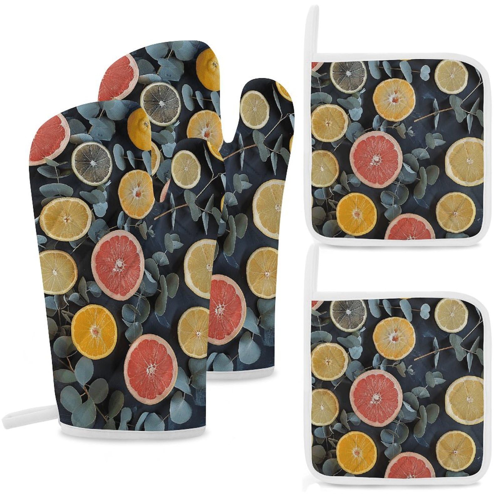 Gants de cuisine et maniques anti-chaleur : lot de 4 accessoires imperméables de cuisson