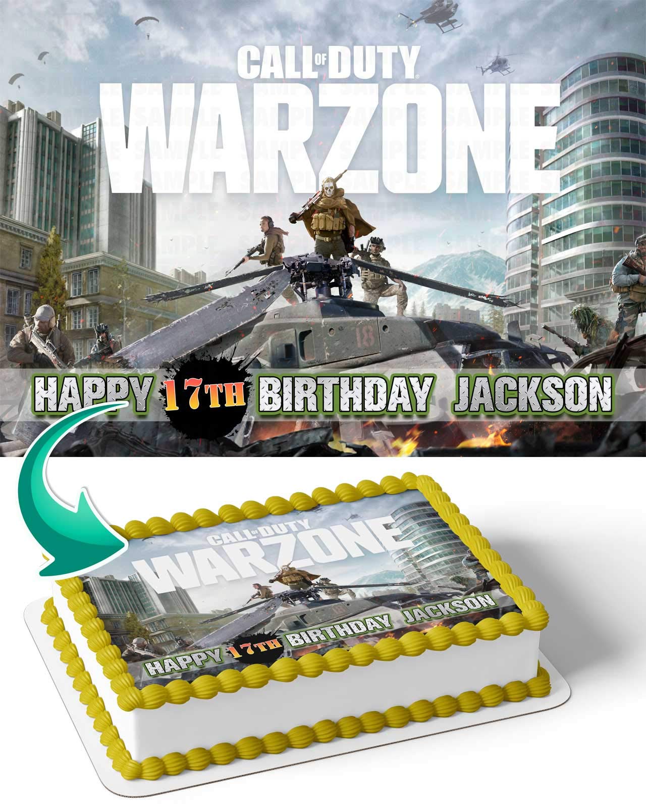 Buy Cakecery War Zone COD Edible Cake Image Topper Personalized