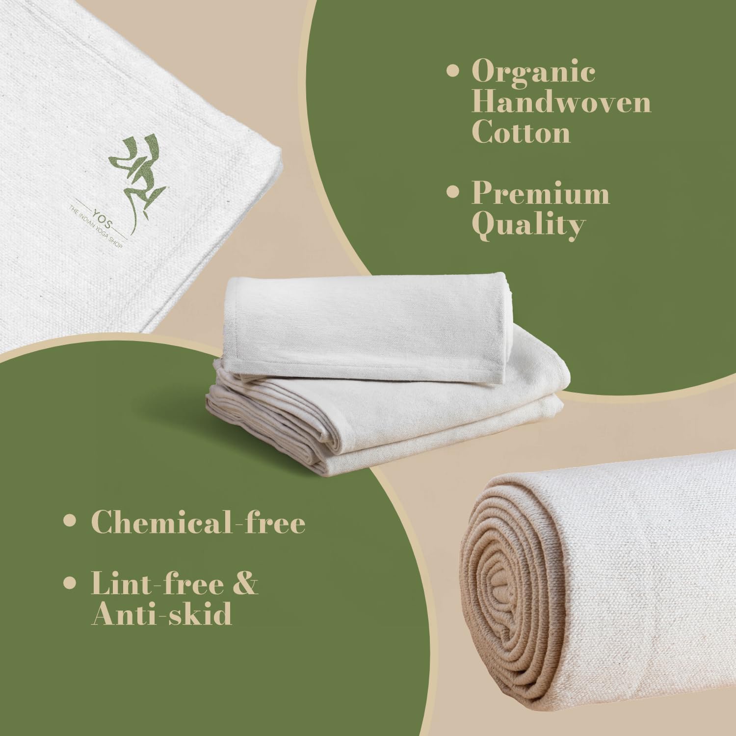 YOS Organic Cotton Yoga Blanket, Biodegradable, Anti-Skid, Dye-Free 1