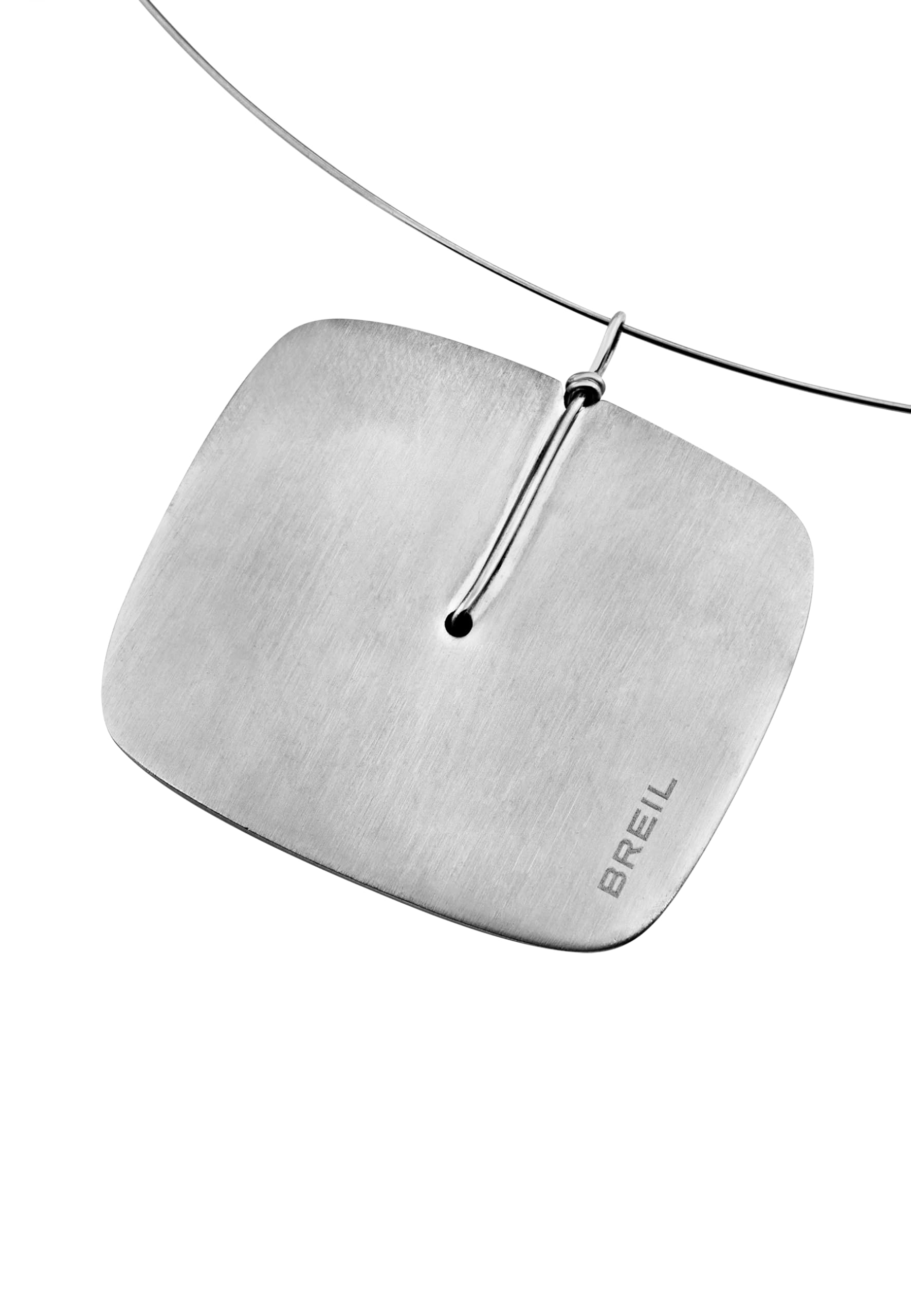 Breil, Collezione Reloaded, Collana Donna Steel Blast in Acciaio 316L,con Pendente Rettangolare a Doppia Finitura Lucida e Satinata, Design Semirigido, Circonferenza 42,5 cm, Idea Regalo Donna