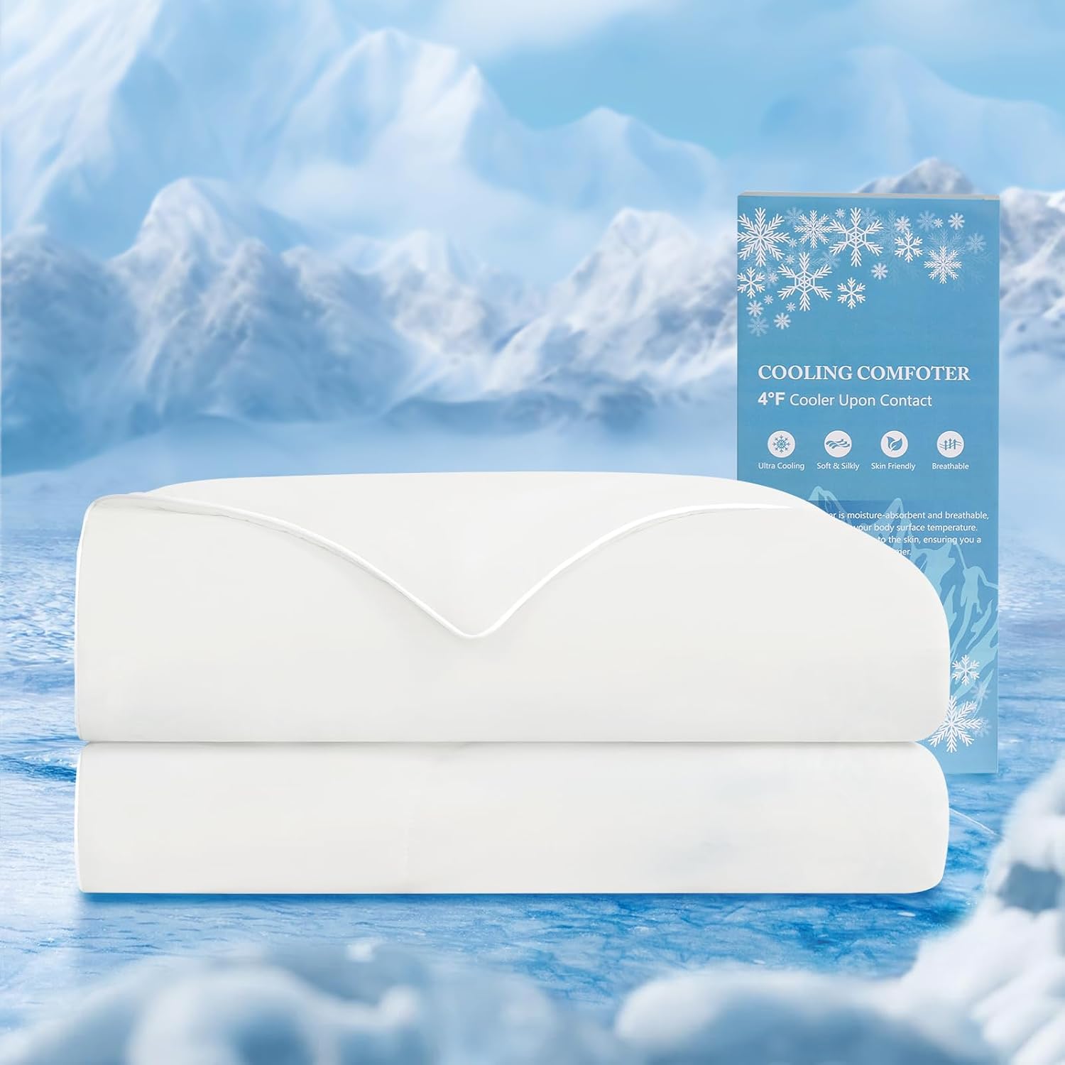 HARBOREST Cooling Comforter King Size - Double-Sided Silky Cooling Surface Design, Beige (106" x 90")