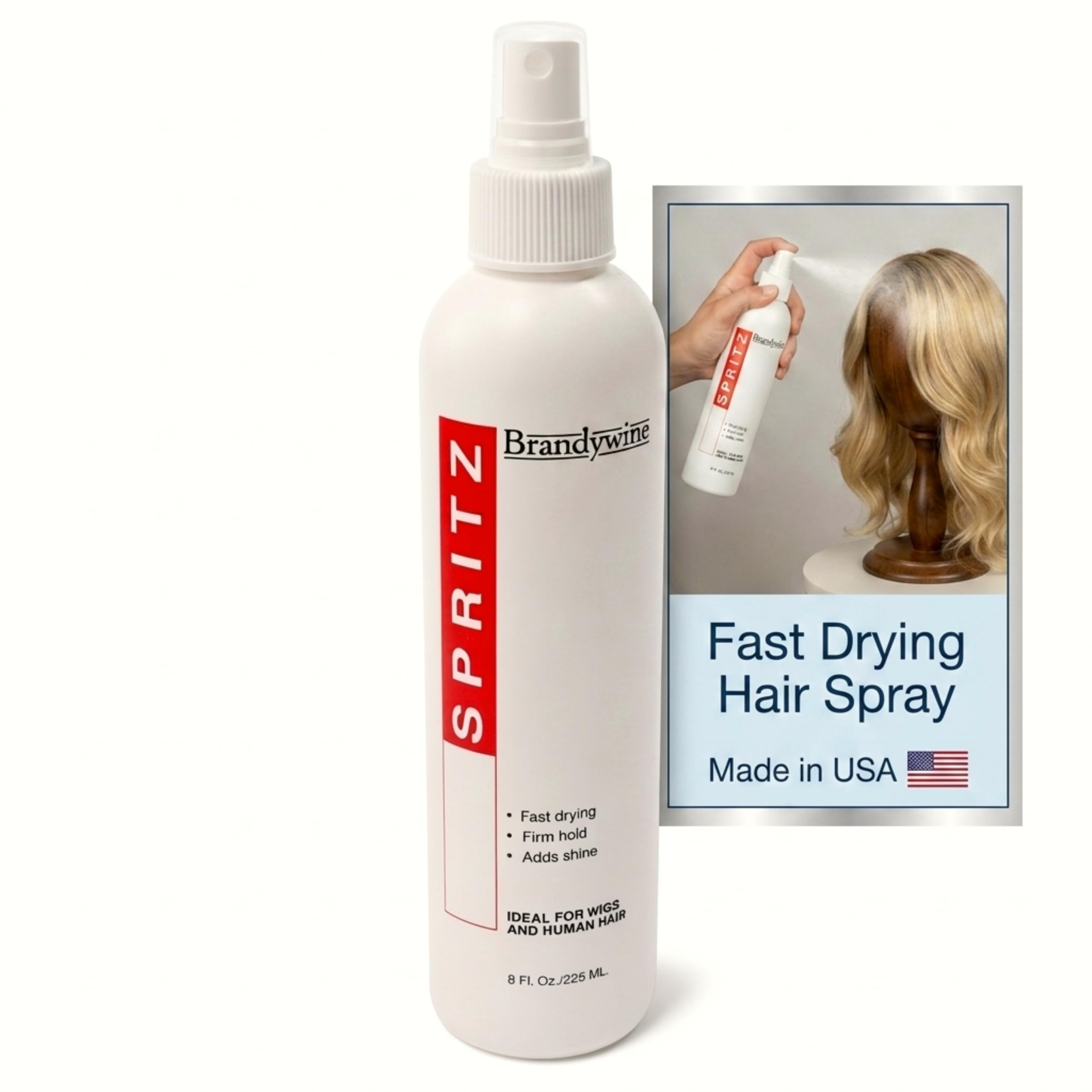 Brandywine Fast Drying Hair Spray for Wigs & Human Hair, 8 Fl Oz