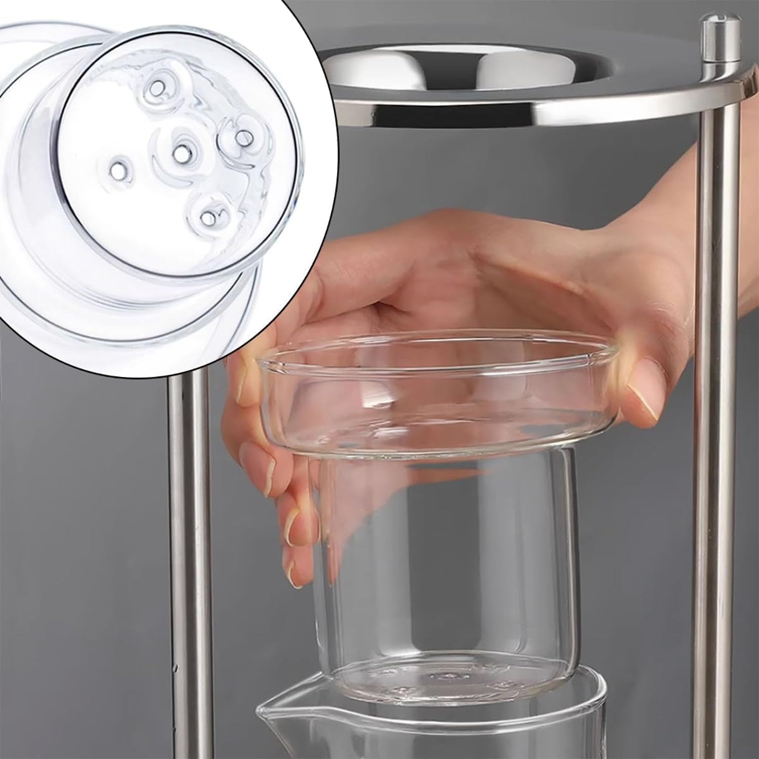 Ekspres Przelewowy Do Kawy, Wieża Do Parzenia Kawy Na Zimno, Ekspres Do Kawy Na Zimno Z Uchwytem Ze Stali Nierdzewnej, Pojemność 600 Ml/20,29 Uncji, Odłączana Konstrukcja Do Domu, Kuchni, Biura