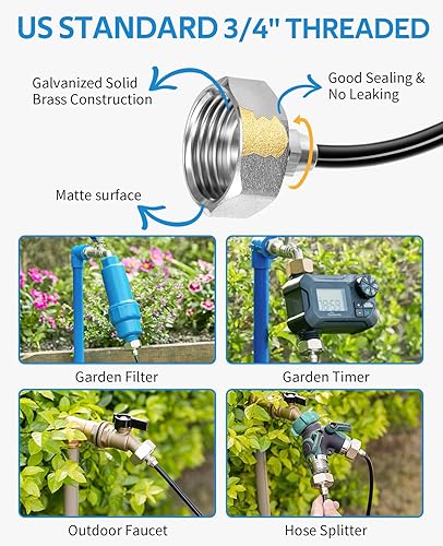 Miniatura 3 de homenote Sistema de refrigeración por nebulización de 75 pies (75.5 ft) + 28 boquillas de niebla de latón + adaptador de latón (34 pulgadas) para