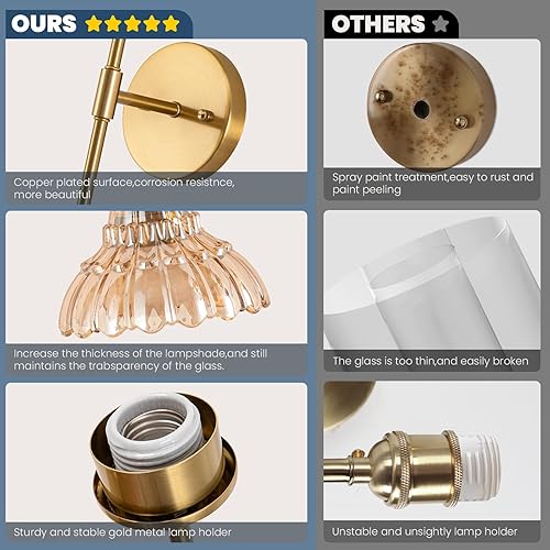 Miniatura 4 de Juego de 2 apliques de pared a pilas, lámpara de pared de tocador de baño de mediados de siglo con bombillas LED recargables, lámparas de pared LED