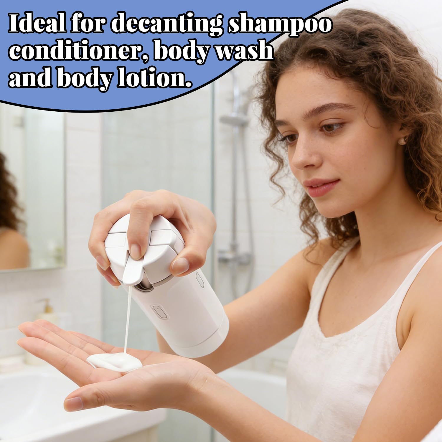 4 in 1 Reisespender Zum Befüllen, Tragbare Reise Pumpflasche, Leak Proof Travel Dispenser Bottles, Wiederverwendbar Reisespender, Reise Gadgets, für Shampoo Creme Spülung Körperpflege (Weiß) - 3