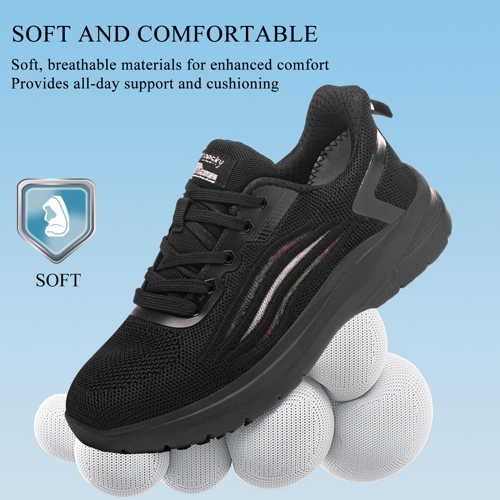 Non-Slip Shoes for Women in Food Service - Lightweight, Comfortable, Suitable for Restaurant and Crew Work Black
