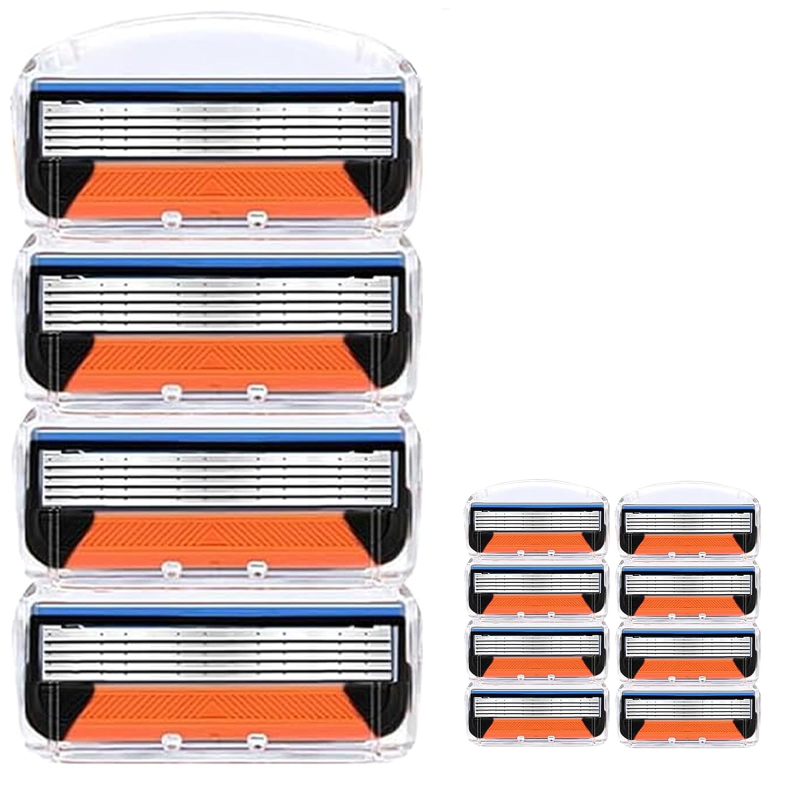 5 Razor Blades for Men, 12Pcs Orange Razors Blades with Handle and Box, 5-Layer Manual Shaving Replacement Precision Blade, for Men's Wet Shavers for 5 (one size)