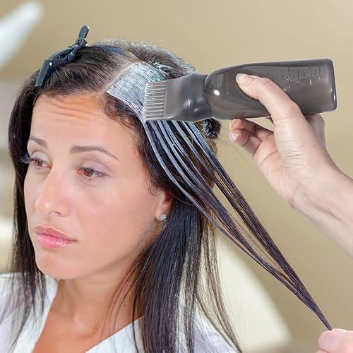 Miniatura 6 de Yebeauty Botella aplicadora de peine de raíz, paquete de 2 botellas de tinte para el cabello de 6 onzas con escala graduada, negro transparente