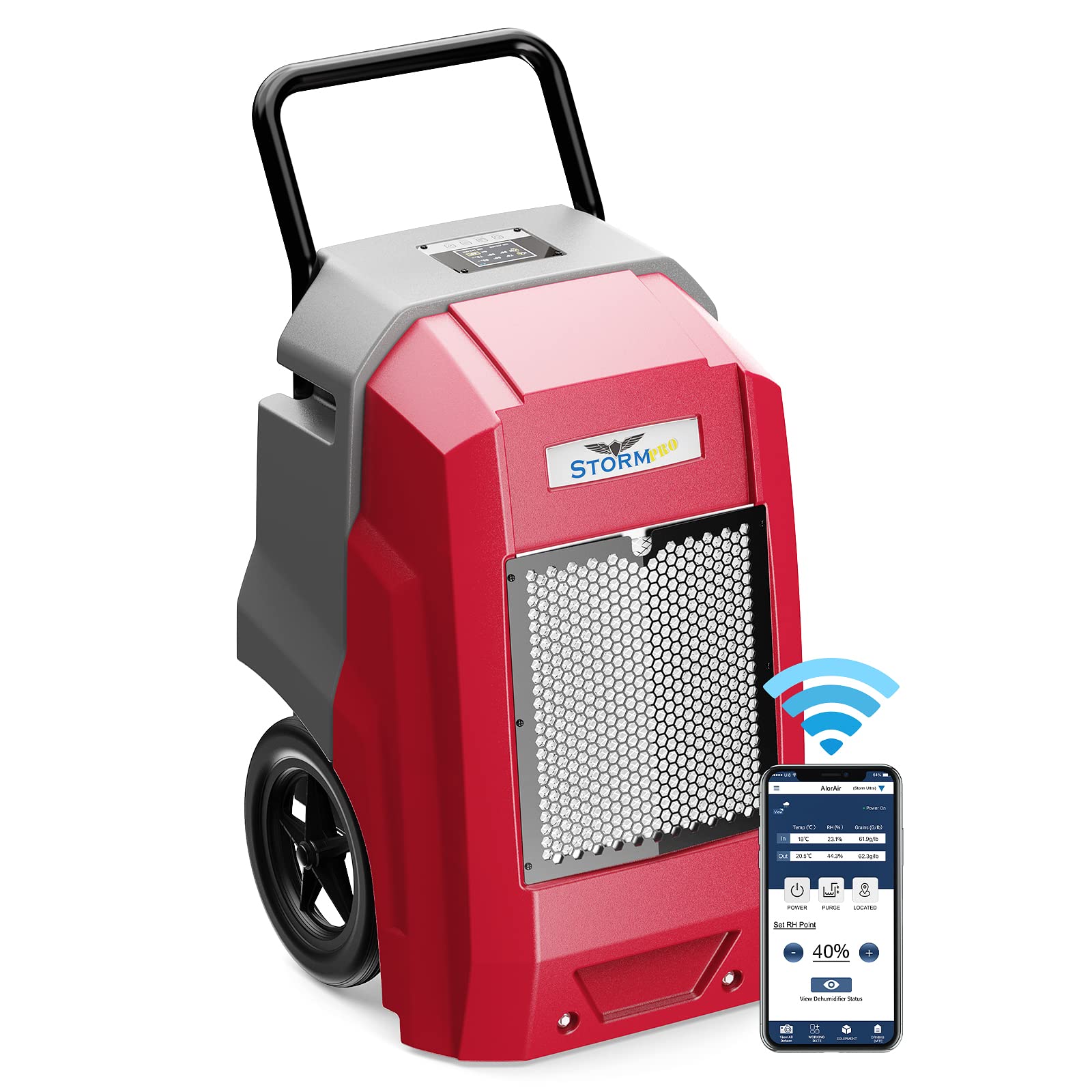 180 Pints LGR Commercial Dehumidifier with Pump by ALORAIR – Storm Pro WIFI, 180.0 pints, Plastic, Red, Model ALORAIR