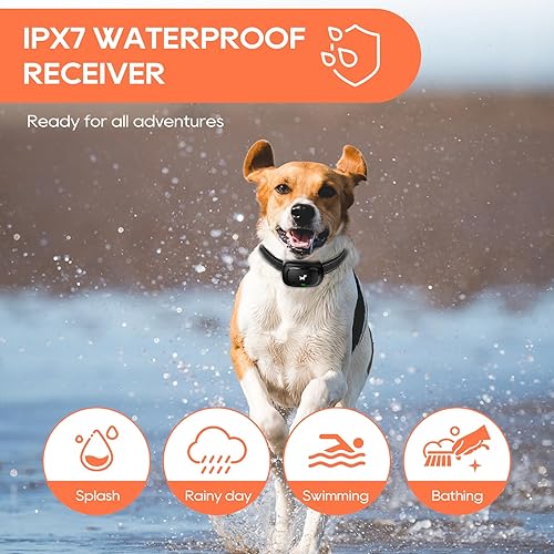 Miniatura 5 de Vivalada Collar de choque para perro con control remoto, collar de choque recargable para perros pequeños, medianos y grandes, 5-110 libras, IPX7