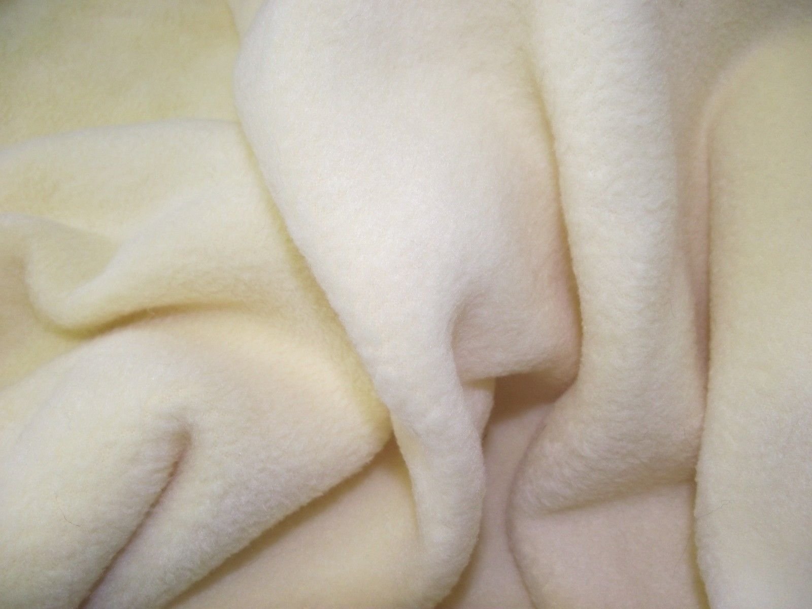 Crs Fur Fabrics Beige Quality Anti Pil Polar Fleece Fabric Material - Ivory Cream, Sample - 10Cmx10cm