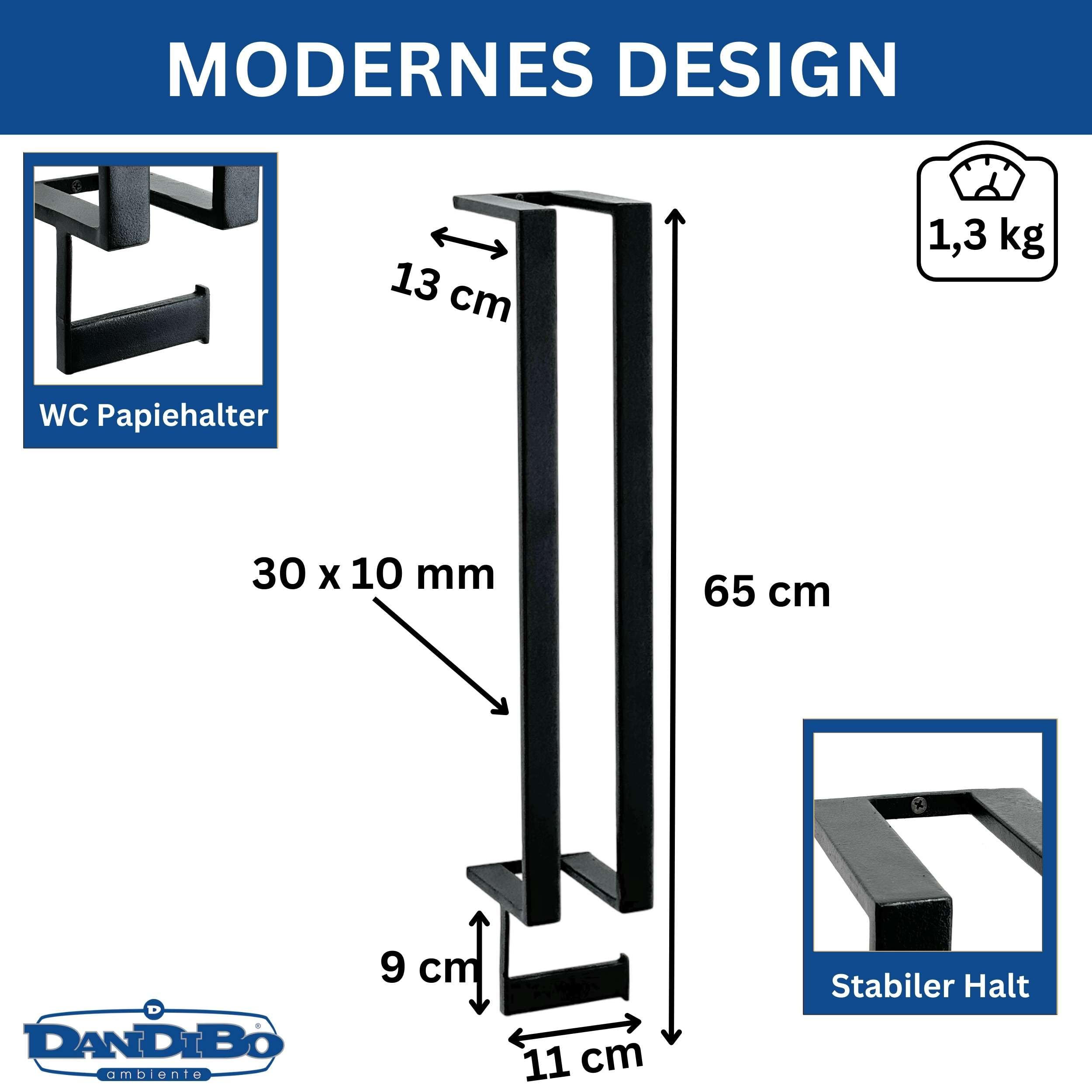 DanDiBo Toilettenpapierhalter Schwarz Wand Metall 96610 Toilettenpapier Aufbewahrung Klopapierhalter Toilettenrollenhalter WC Rollenhalter Ersatzrollenhalter