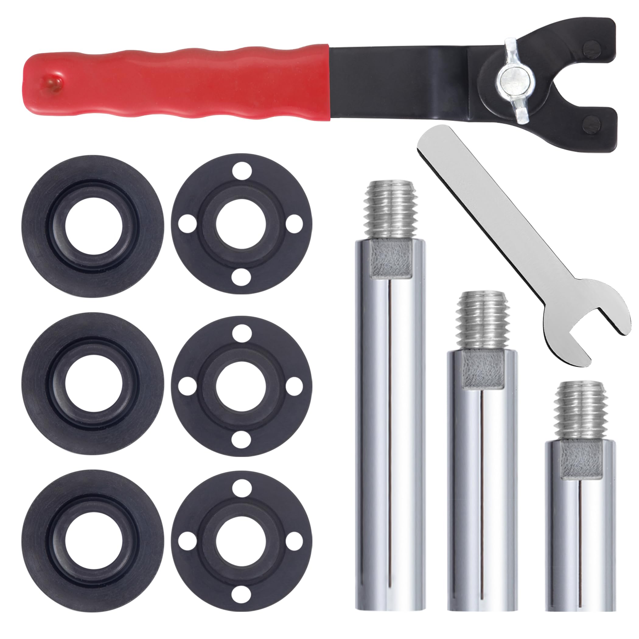 6 dadi per smerigliatrice angolare 5/8"-11 e albero di estensione per smerigliatrice angolare* 3 e chiave regolabile* 1 e chiave da 0,67 "* 1 per Makita Dewalt Milwaukee Metabo Bosch Ryobi Black