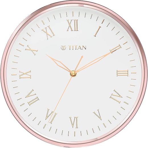 Titan Contemporary Wall Clock with Soft White Finish, Roman Numeral Dial, Silent Sweep, Model W0001PA03 | 30 cm x 30 cm x ...