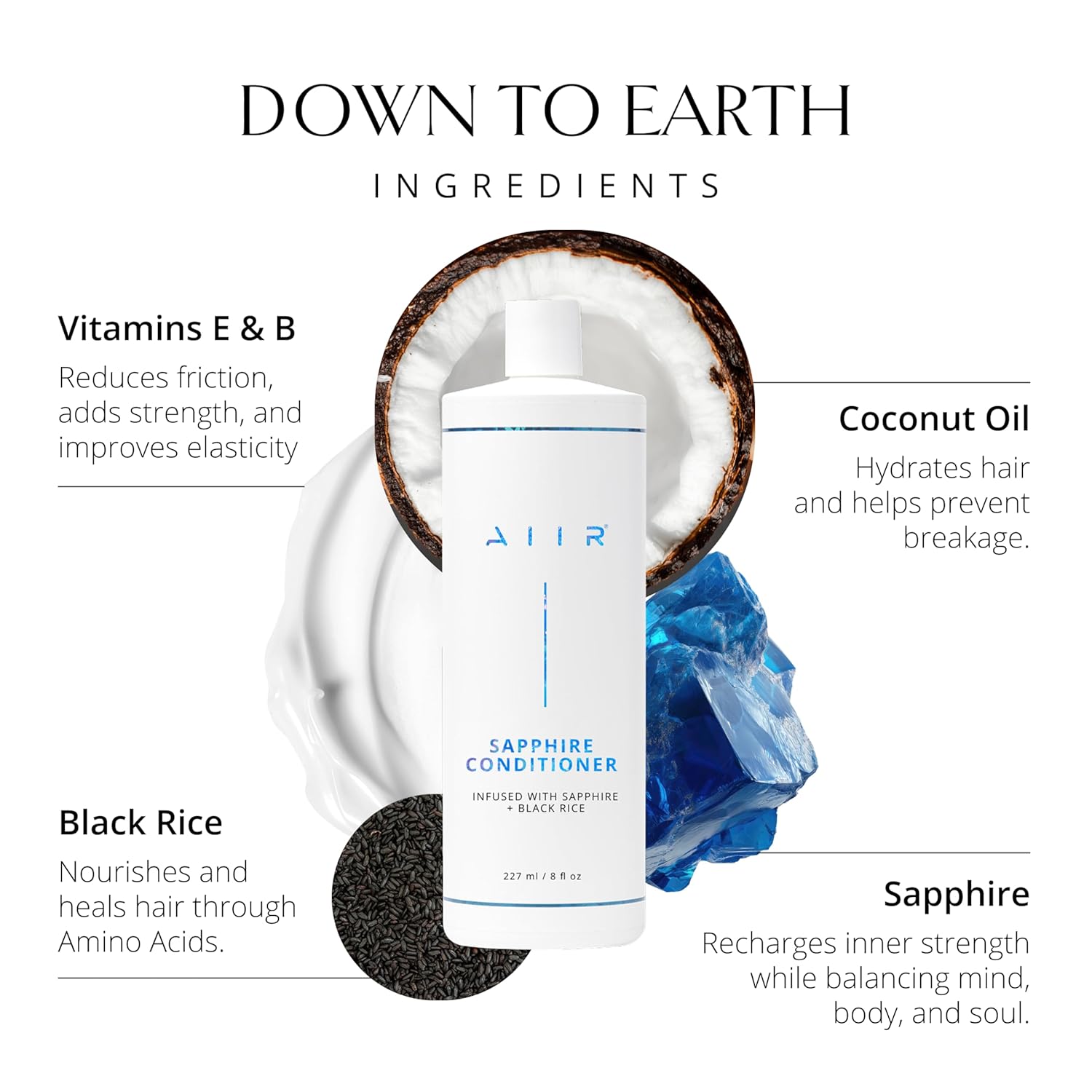 AIIR Sapphire Conditioner - Adds Shine & Softness, Amino Acids Repairs and Strengthens Damaged Hair, Hydrate and Moisturize Dry Brittle Hair, Color Safe for All Hair Types, 8 oz - Image 4