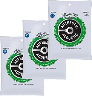 Martin MA150S Authentic Acoustic Marquis Silked 80/20 Bronze Medium 13-56 (3-Pack Bundle)