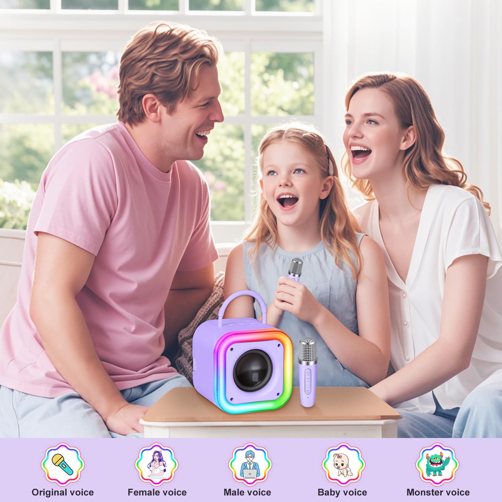 Mini máquina de karaoke para niños, regalos de juguetes para niñas, micrófono inalámbrico de karaoke para niños de 4, 5, 6, 7, 8, 9, 10, 11 y 12 años, regalos de fiesta de Navidad para niños y niñas 5