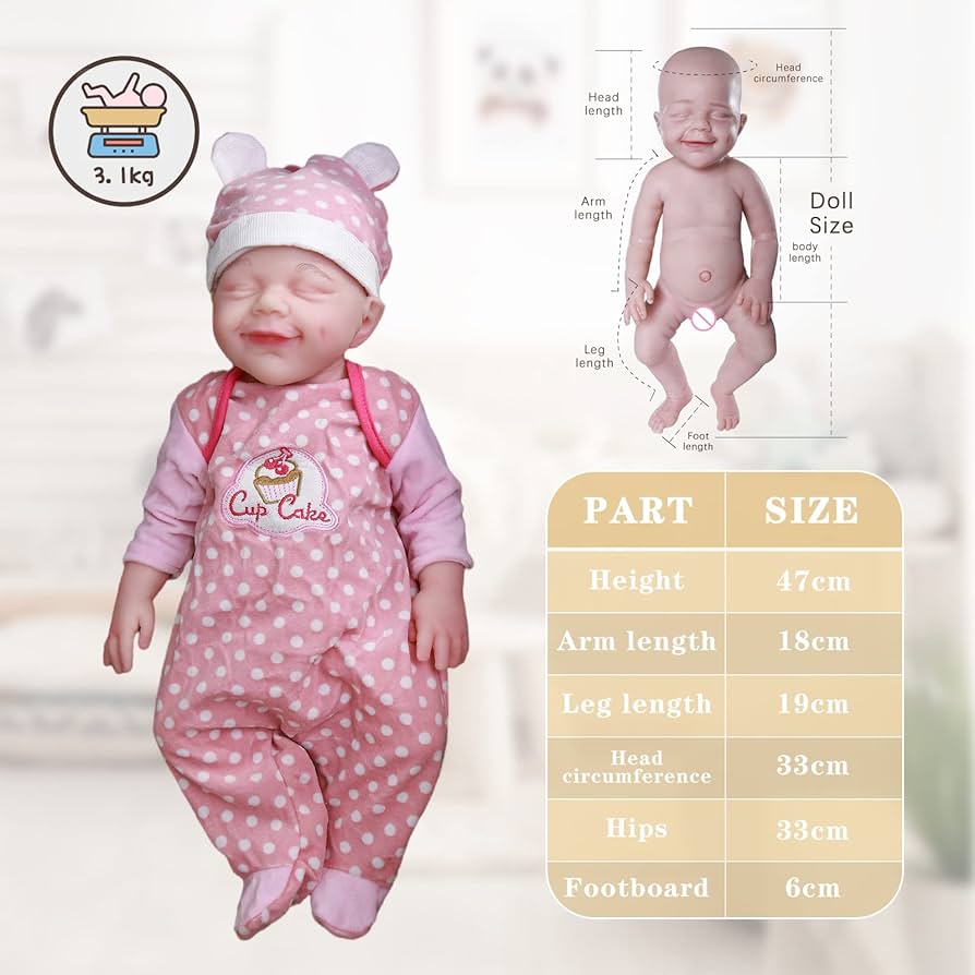 Amazon | 47cm リボーンドール フルシリコンドール リアル赤ちゃん 柔らかい 人形 子供 ベビー ドール 新生児 リボーンベイビー 育児練習用  誕生日 クリスマス プレゼント おままごと(目を閉じる男の子) | 人形・ドール | おもちゃ