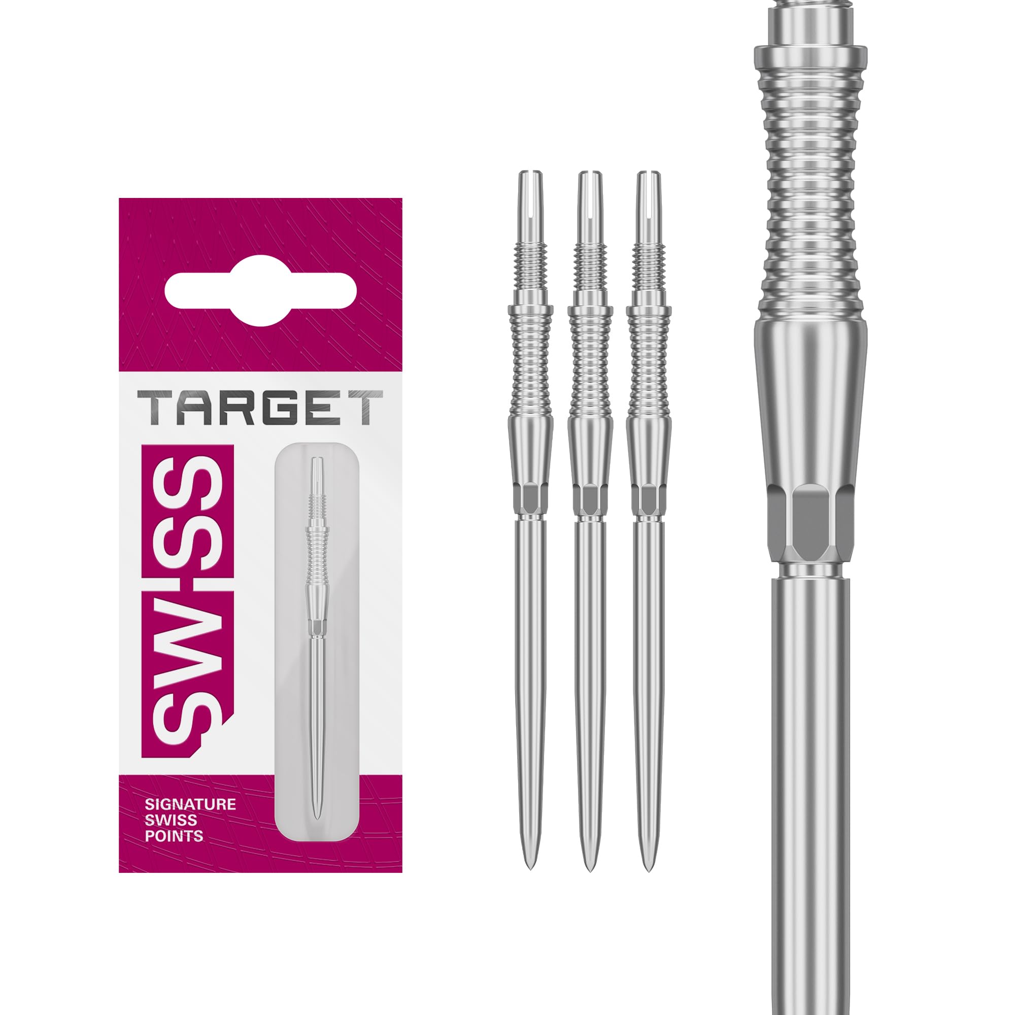 Target Darts Swiss Point Storm Dart Points, RST (3 Pack Set of Tips) 42MM – Silver | Change Dart Points, Swiss Storm Points, Professional Darts Accessories