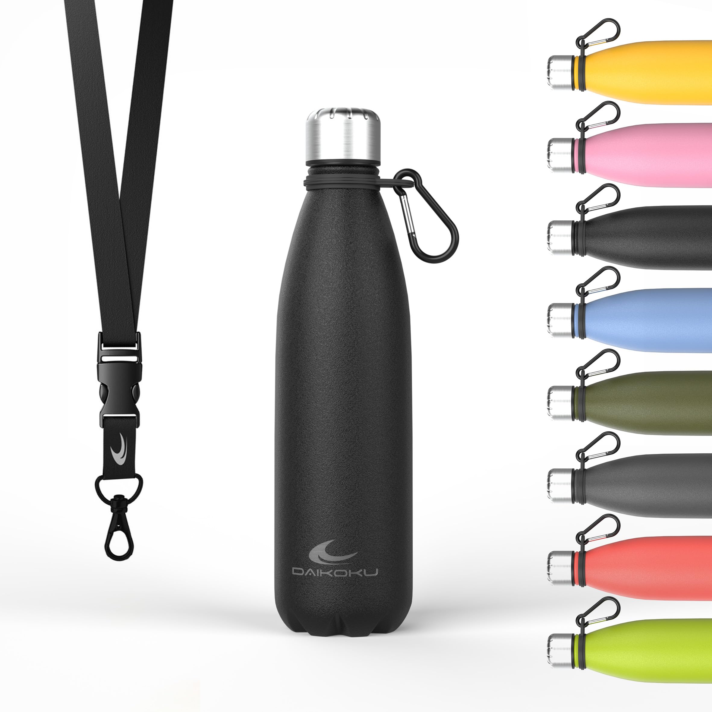Daikoku - 500ML Stainless Steel Thermal Bottle, Black/White, 500 ml