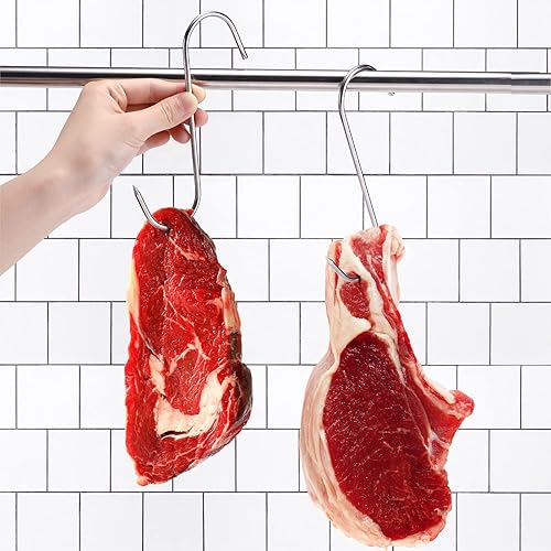 Miniatura 6 de 12 ganchos de carne, ganchos de carnicero de 5 pulgadas de acero inoxidable (0.157 in de diámetro), ganchos de procesamiento de carne en forma de S