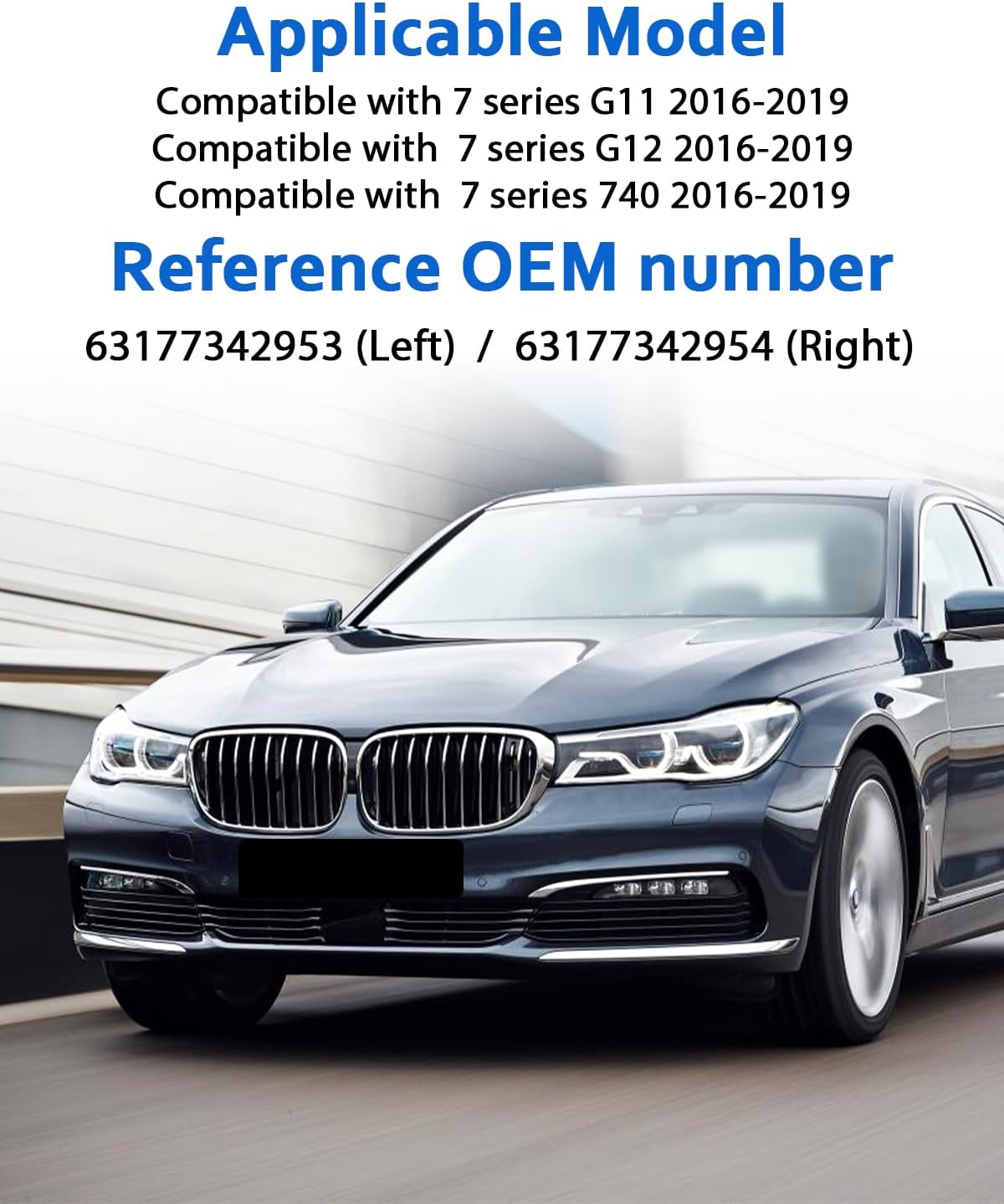 Front Right Bumper LED Fog Light Replacement, Compatible with BMW G11 G12 740 750 M760 xDrive 7-Series, Replace OEM 63177342954, Passenger Side Daytime Running Light Assembly